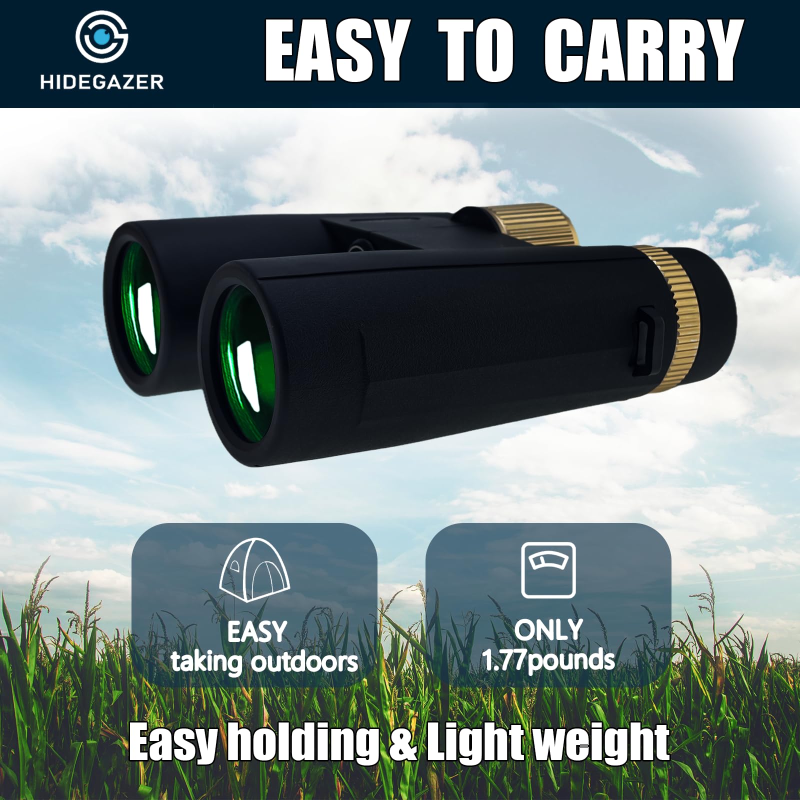 Hidegazer 10X42 Binoculars For Adults High Powered,Clear Large View Binoculars For Bird Watching With Bak4 Prism And Fmc - Low Light Vision Binoculars For Hunting,Travel,Camping,Outdoor Sport (Black)