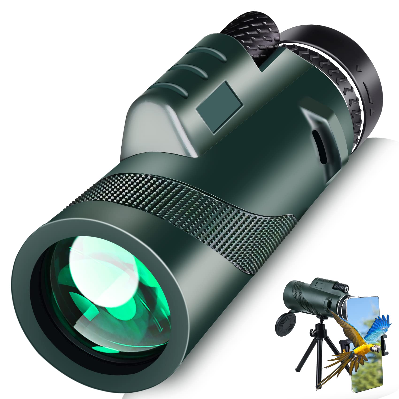 Foleto 50X60 Monocular Telescope, Monoculars For Adults High Powered, High Power Hd Compact Monocular Bak-4 Prism And Fmc Lens, Stargazing Hunting, Wildlife Bird Watching, Travel Camping, Hiking (Green)