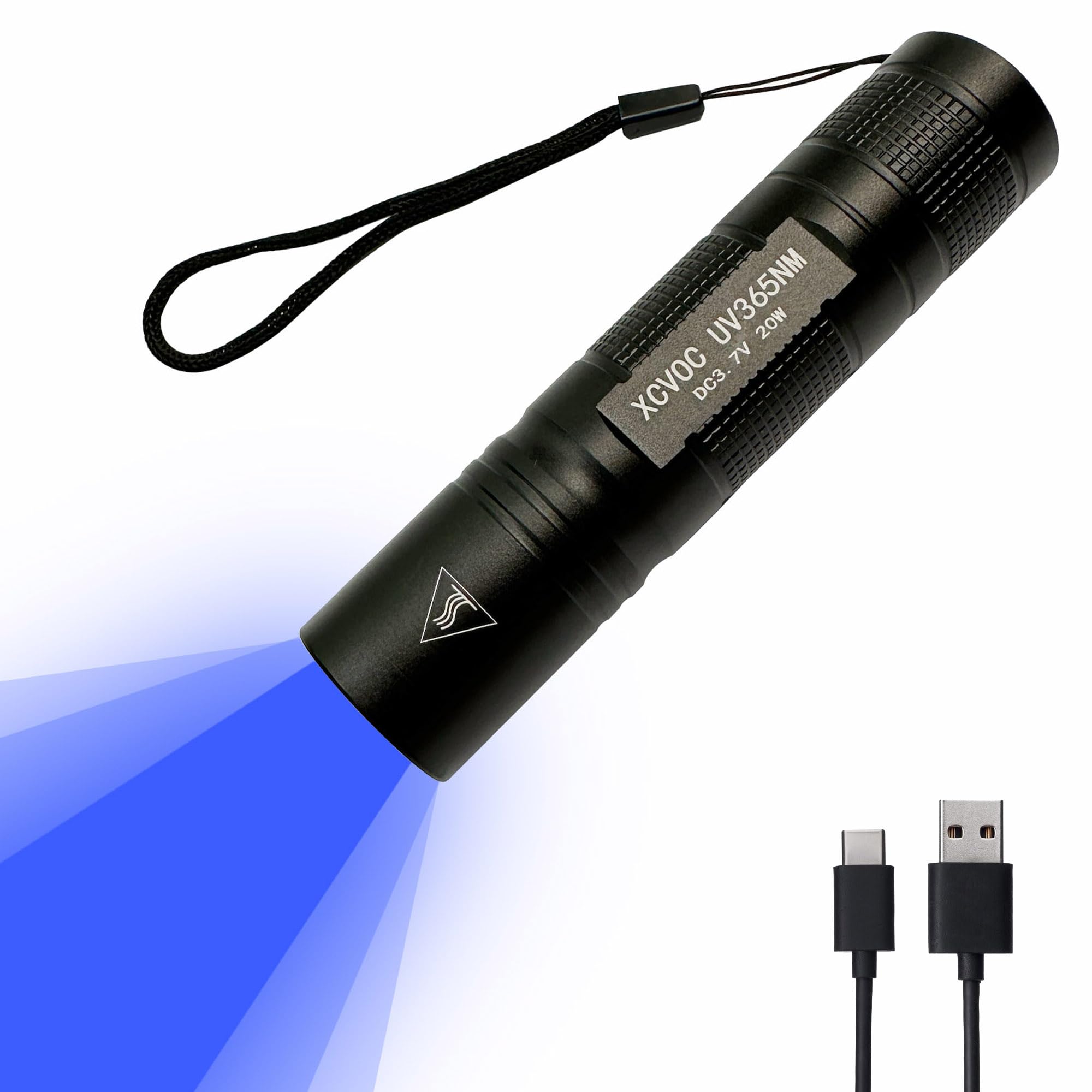 Xcvoc Uv Blacklight Flashlight With Filter Rechargeable 365Nm Shortwave Uv Light For Minerals Rock Hunting,Resin Curing,Pet Urine Detection Torch 20W Woods Lamp Ringworm