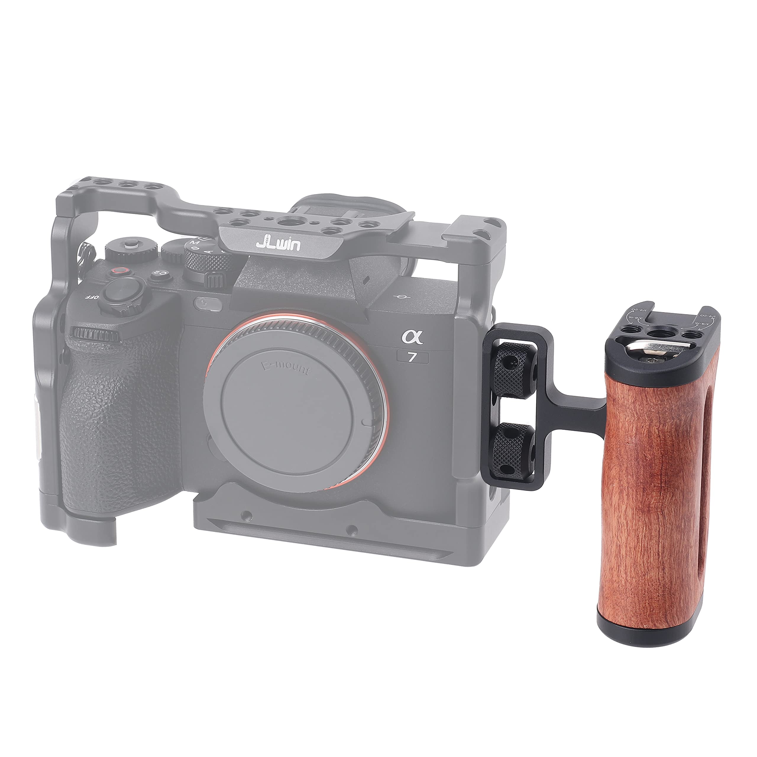 Fotga Wooden Side Handle Grip With 1/4"-20 Mount Holes Cold Shoe For Dslr Mirrorless Video Camera Cage Microphone Built-In Wrench,Adjustable Up And Down