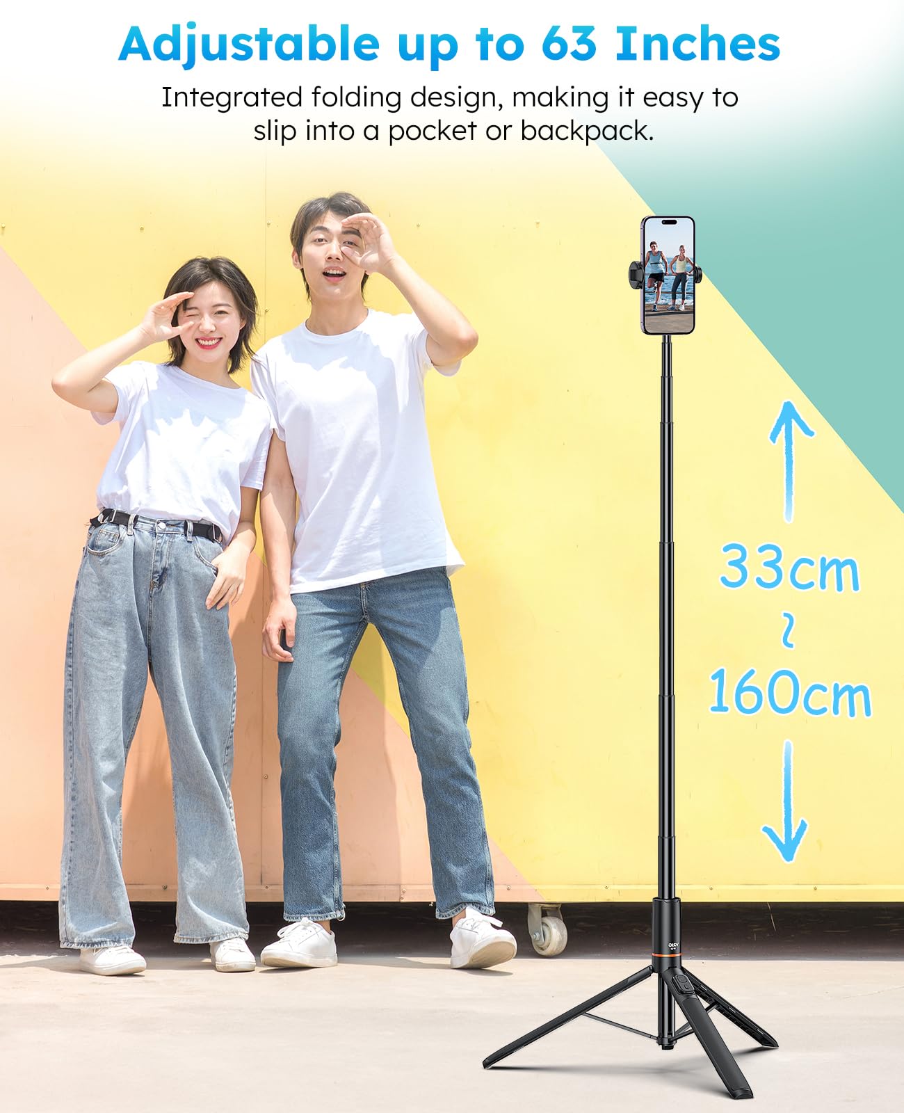 Vrig Direct Vrig 63" Phone Tripod&Selfie Stick For Iphone,Integrated Selfie Stick With Bluetooth Shutter,Cell Phone Tripod Stand For Video Recording Compatible With Iphone 16/15/14/13/All