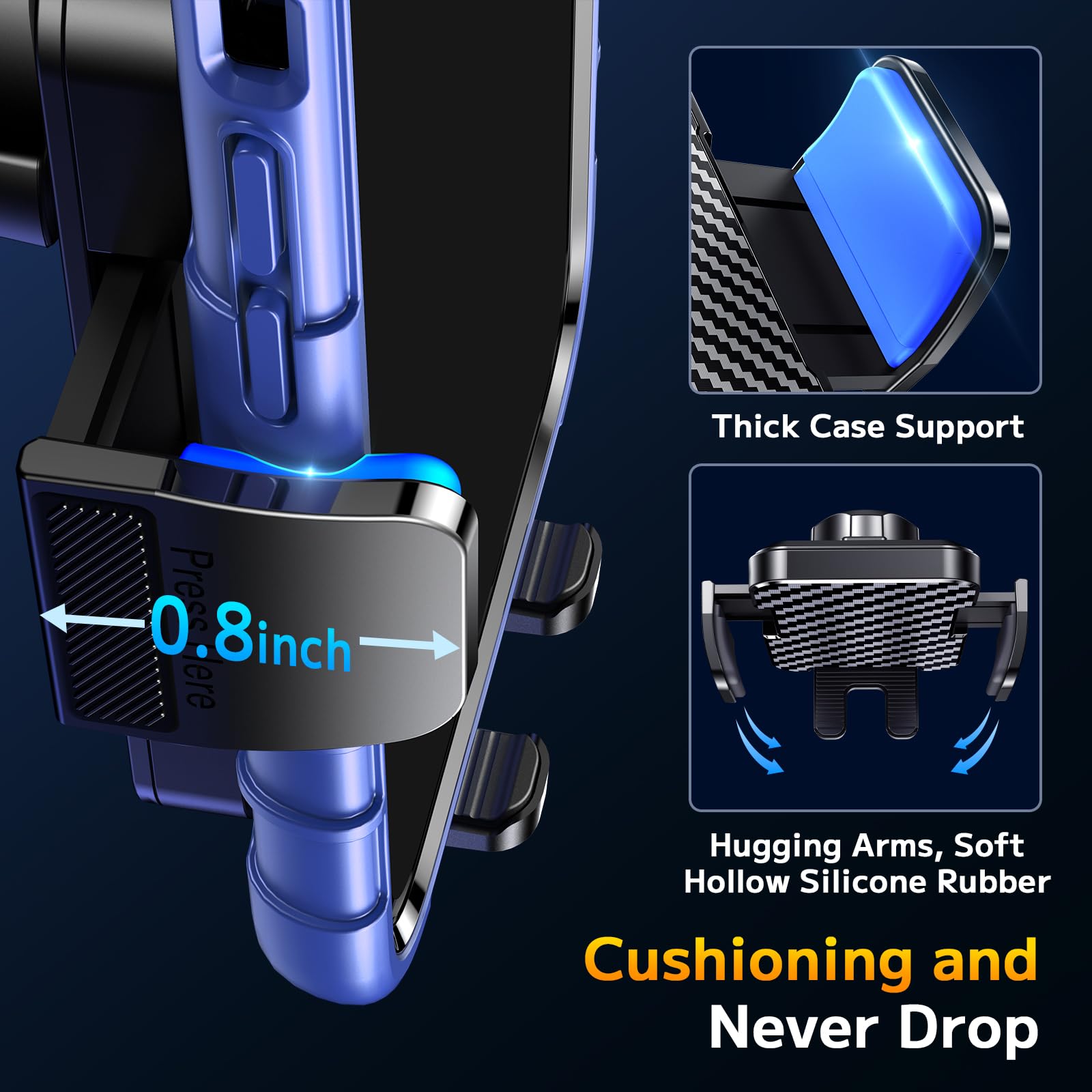 Bipopibo Phone Holders For Your Car [Long Flexible Neck] Car Phone Mount [Anti-Shake Stabilizer] Cell Phone Holder Car For Dashboard Windshield Automotive Accessories Fit For Iphone Android Smartphone