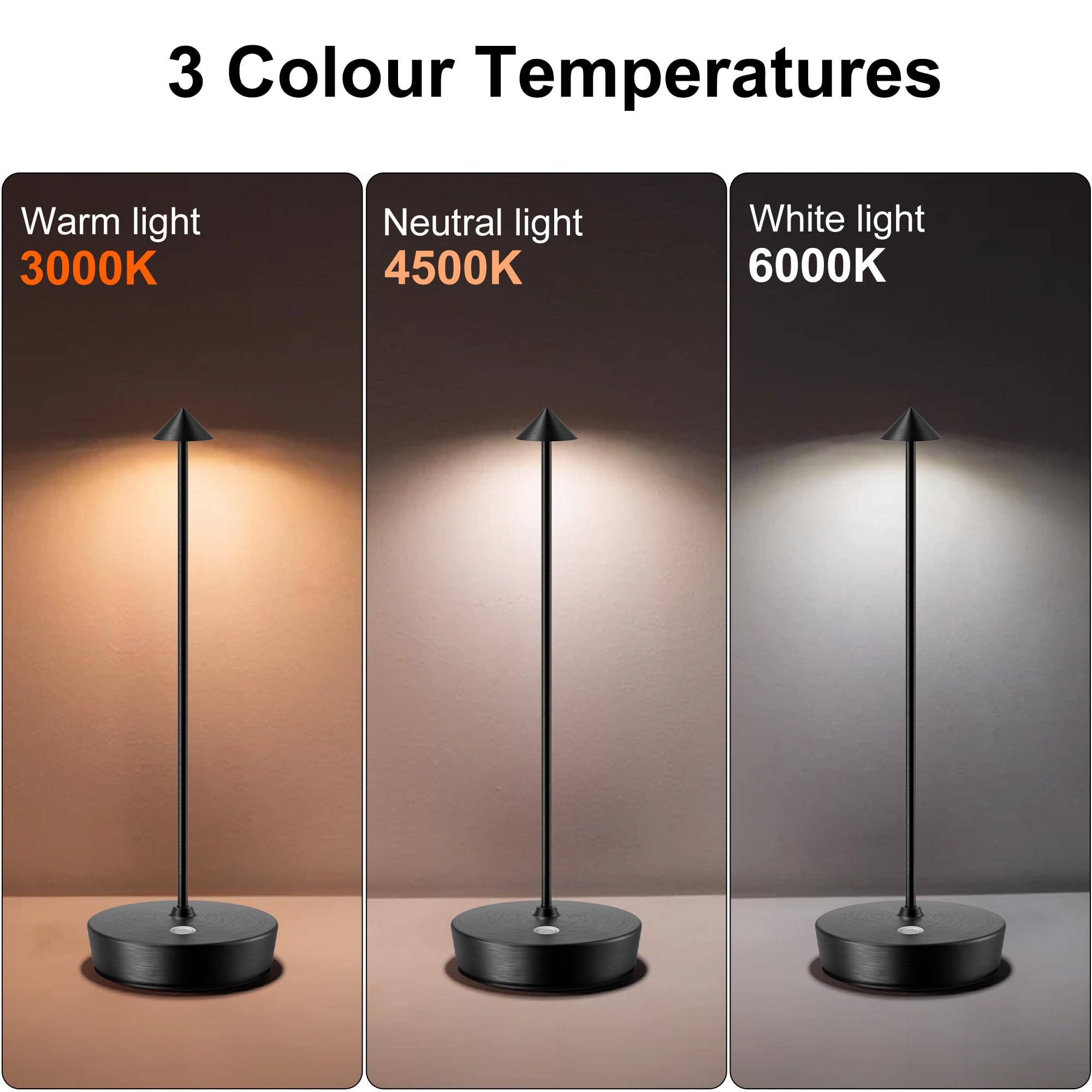 Sakringt 2 Pack Cordless Table Lamps Rechargeable, 6000Mah Battery Operated Waterproof Stepless Dimming Modern Portable Led Table Light For Restaurant Dining Patio Outdoor