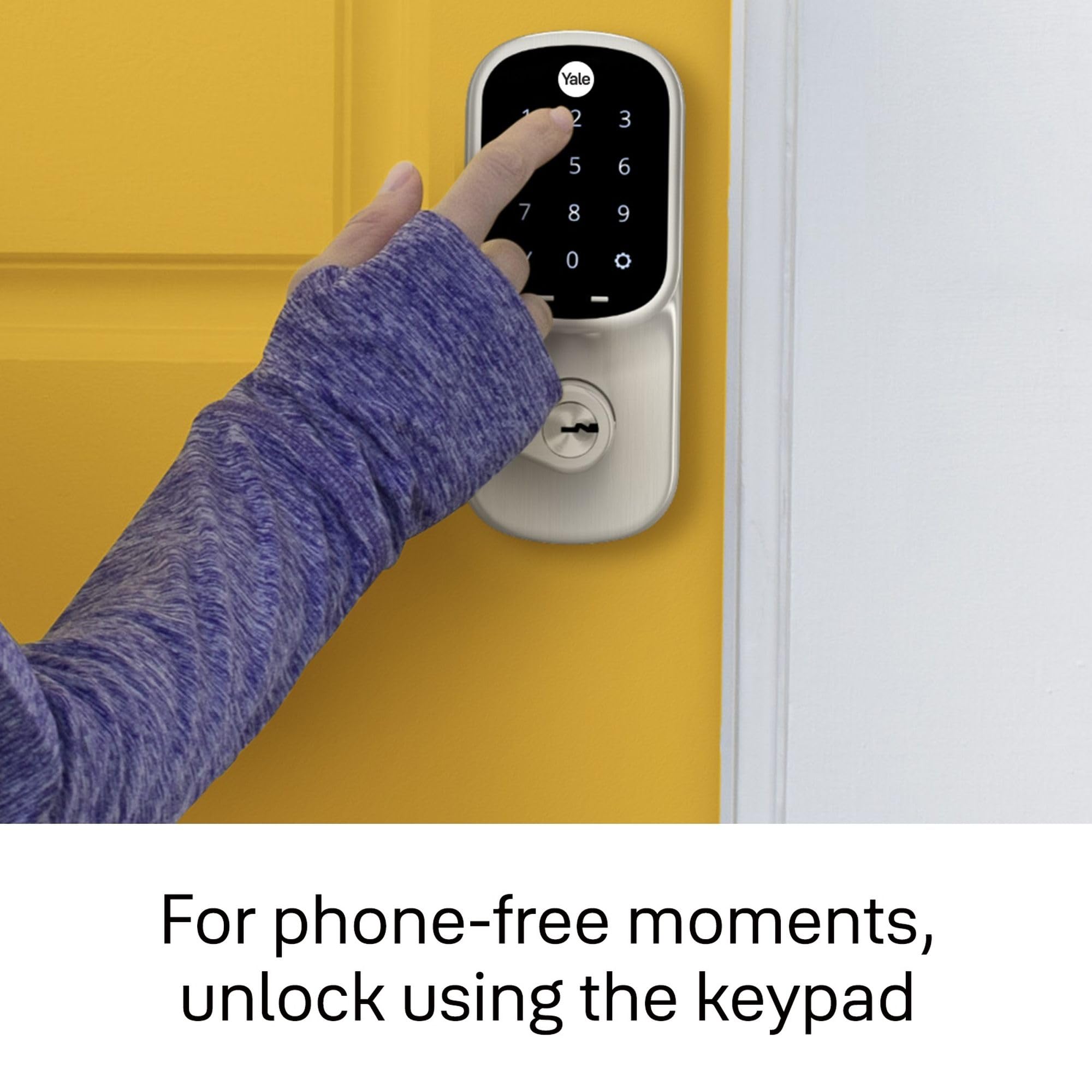 Yale Security Assure Lock Deadbolt, Satin Nickel Wi-Fi Connected Smart Lock With Back-Up Key And Digital Touchscreen Keypad For Code Entry And Remote Access, Yrd226-Cba-619
