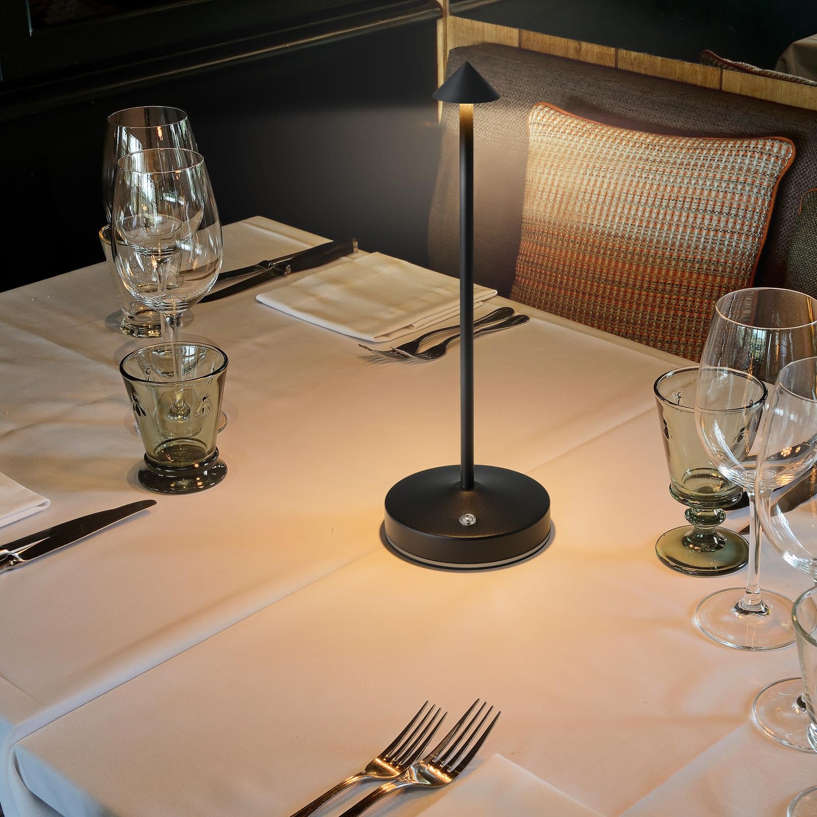 Kpshine Rechargeable Table Lamp Cordless,3000 Mah Battery Powered Lamp 2 Level Dimmable Table Lamps Mini Table Lamp In Aluminium 3000K Touch Lamp Cordless Table Lamps For Indoor & Outdoor (Black)