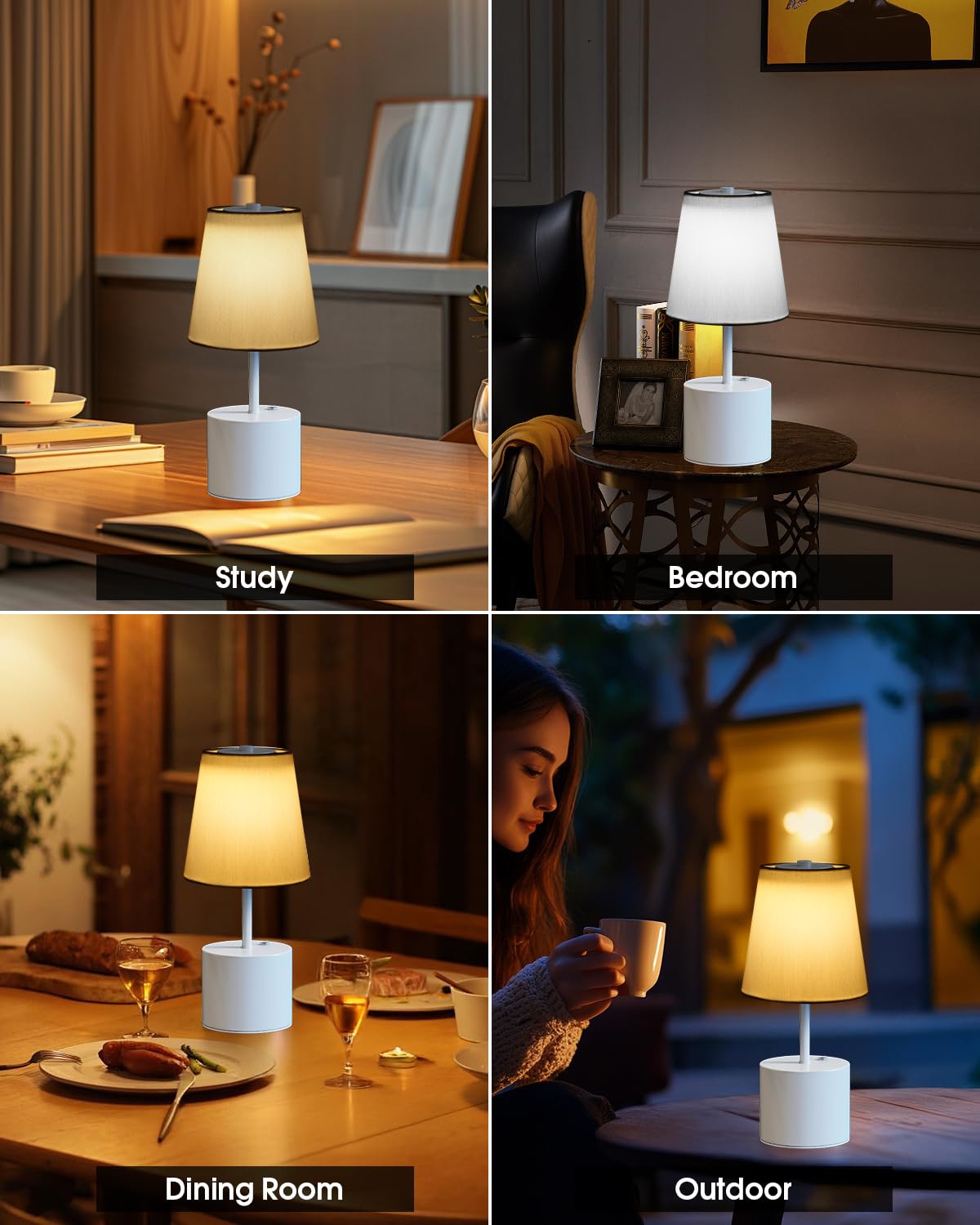 Swinerton Cordless Table Lamp, Rechargeable 5000Mah Battery With 3-Level Dimmer, Portable Led Desk Lamp For Living Room Bedside Bedroom Restaurant Bars Outdoor Party Camping Coffee Shop