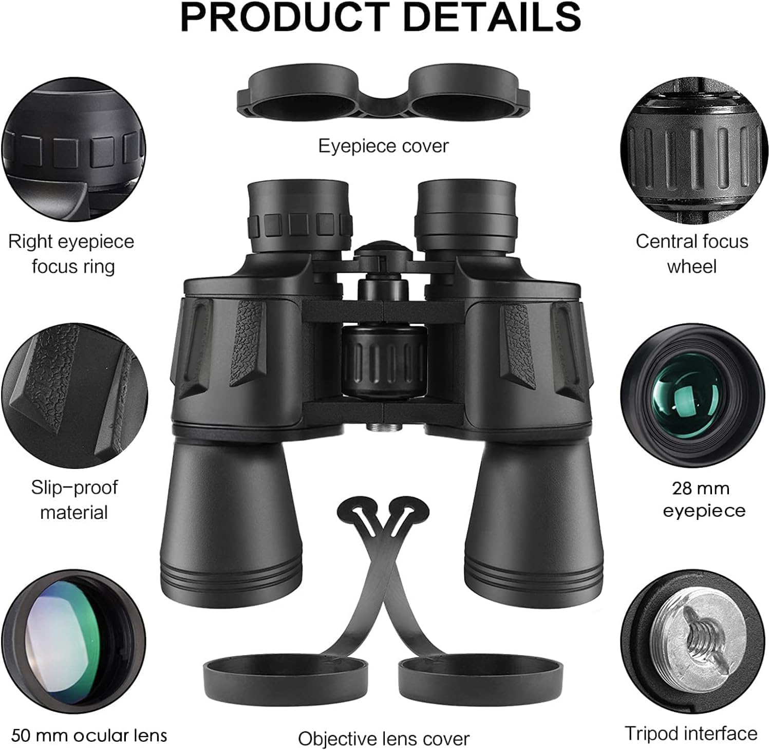 Allenjoy 20X50 Binoculars For Adults, Hd High Powered Professional Binoculars For Bird Watching Travel Stargazing Concerts Outdoor Sports-Bak4 Prism Fmc Lens,Waterproof, Fogproof With Phone Adapter