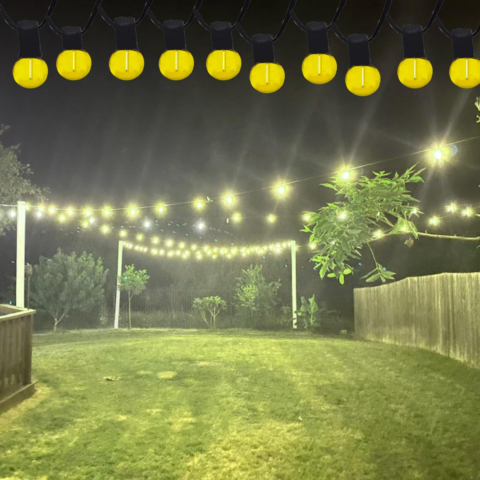 Juzizjmefod G40 Light Bulbs Replacement Yellow 1W Shatterproof Plastic Led Globe Bulbs G40 Led String Lights Replacement Bulb E12/C7 Candelabra Base For Indoor Outdoor Patio String Lights,15 Pack(Yellow)