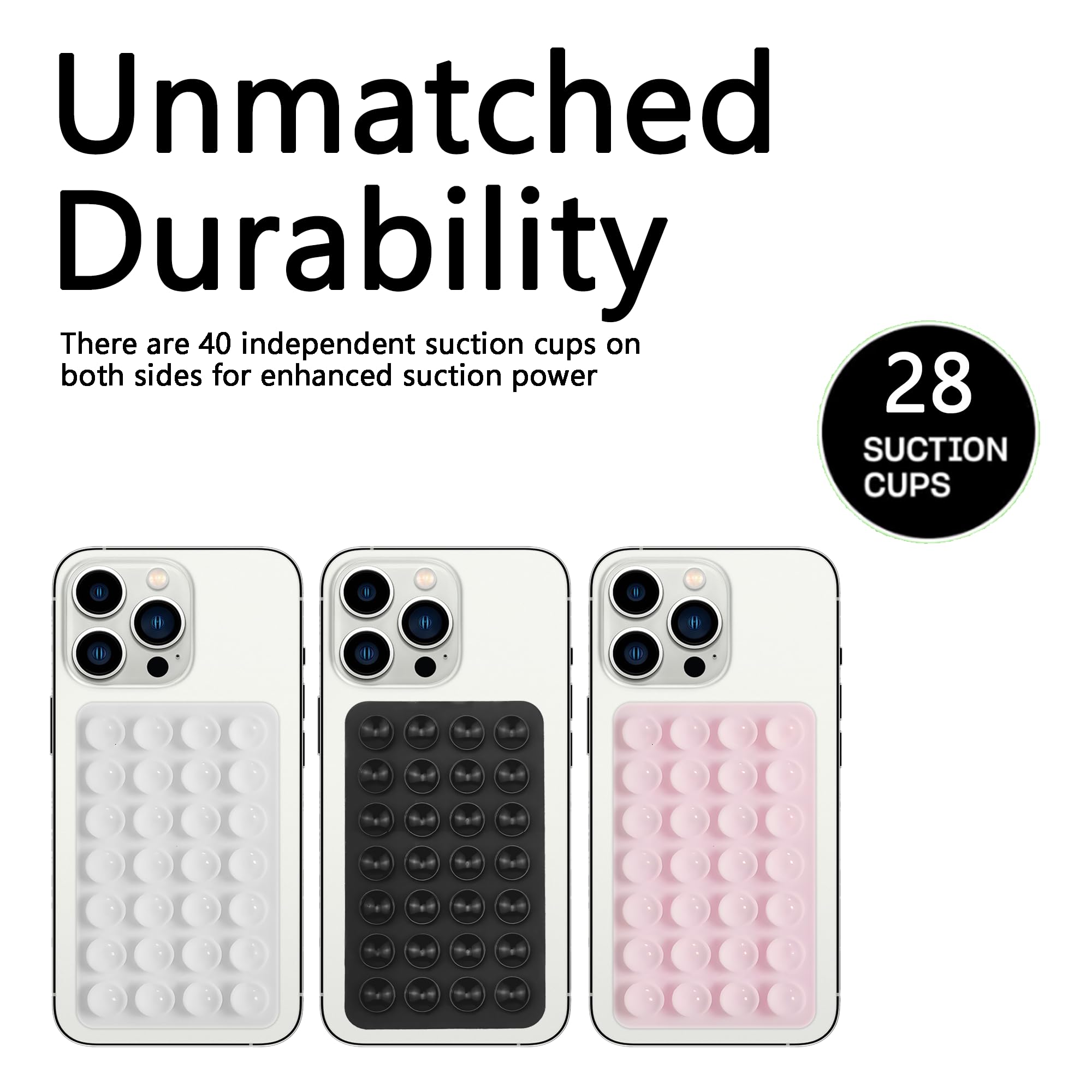 Dreamslink.Lc Silicone Double-Sided Suction Phone Grip Detachable Mount - Car Dashboard/Shower Phone Holder, Hands- For Selfies & Videos, Tiktok - Iphone & Android Compatible (3.74"X2.2", Baby Blue+Baby Pink)