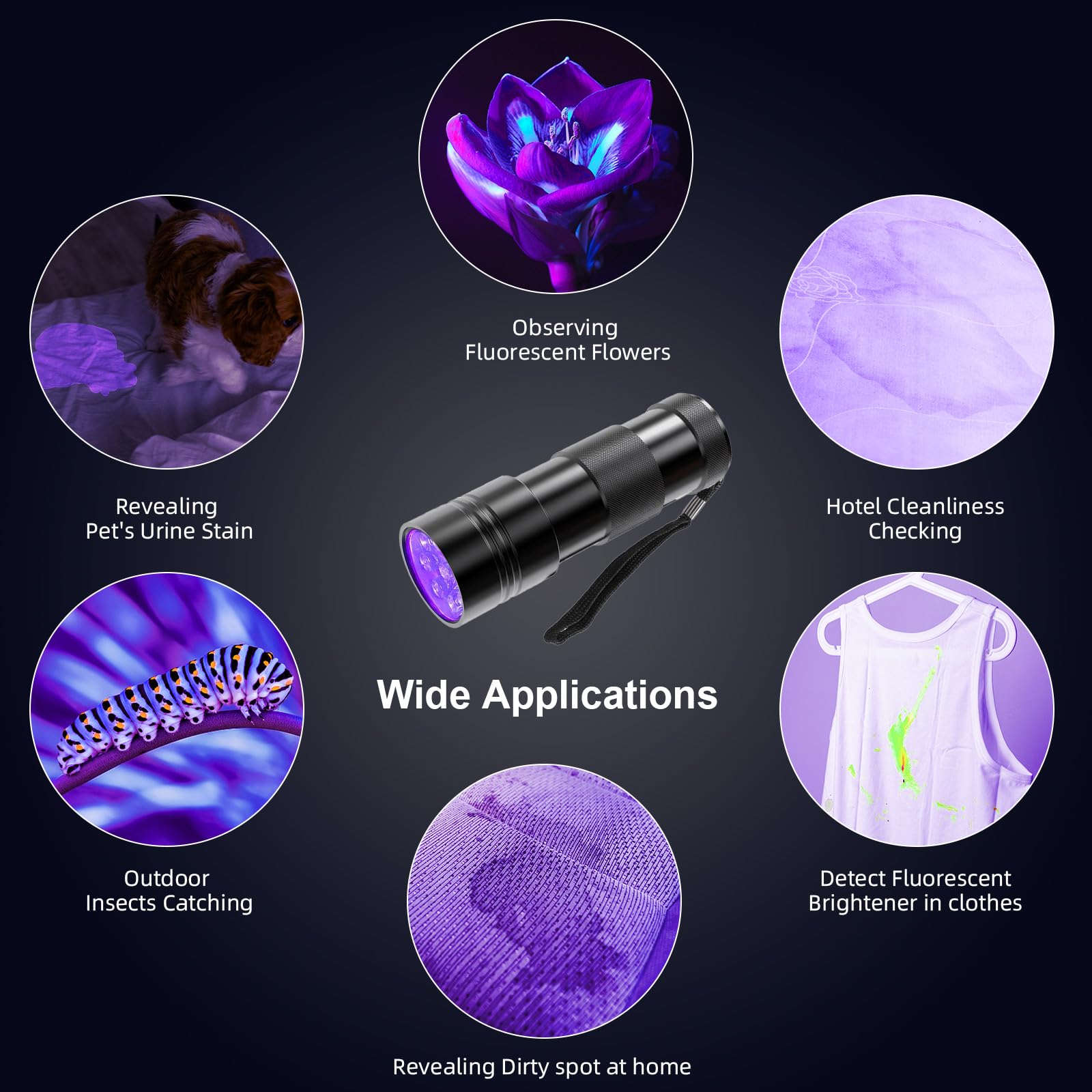 Cosoos 4 Pack Blacklight Flashlights, 395Nm Uv Handheld Black Light Flashlight, 12Led Mini Portable Pet Urine Detector For Dog Cat Urine, Scorpions, Dry Stains, Bed Bugs