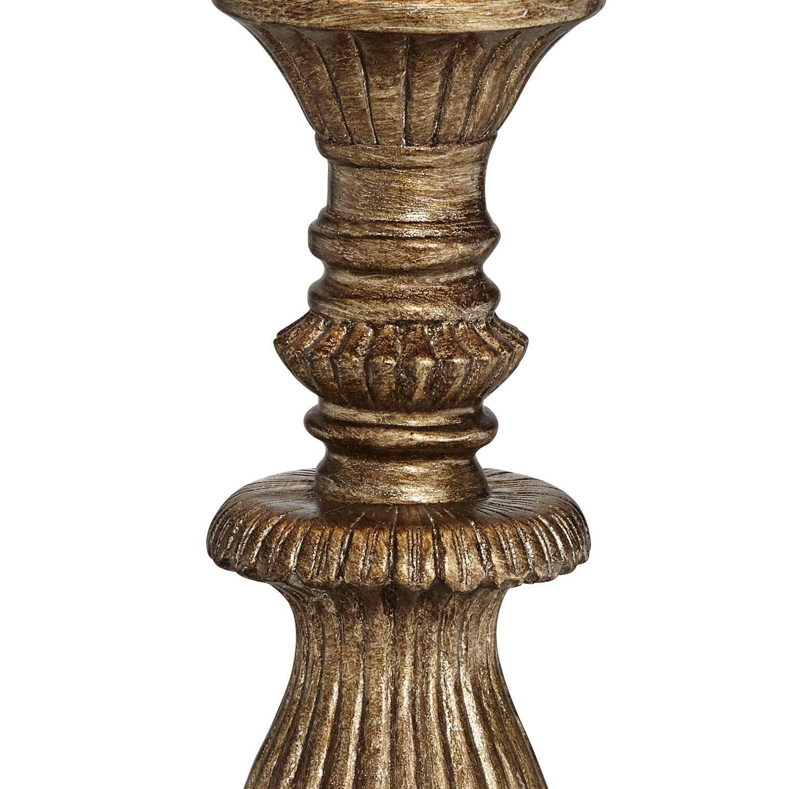 Regency Hill Ribbed Traditional Rustic Accent Table Lamp 18" High Antique Gold Beige Fabric Pleated Empire Shade Decor For Bedroom Living Room House Home Bedside Nightstand Office Family
