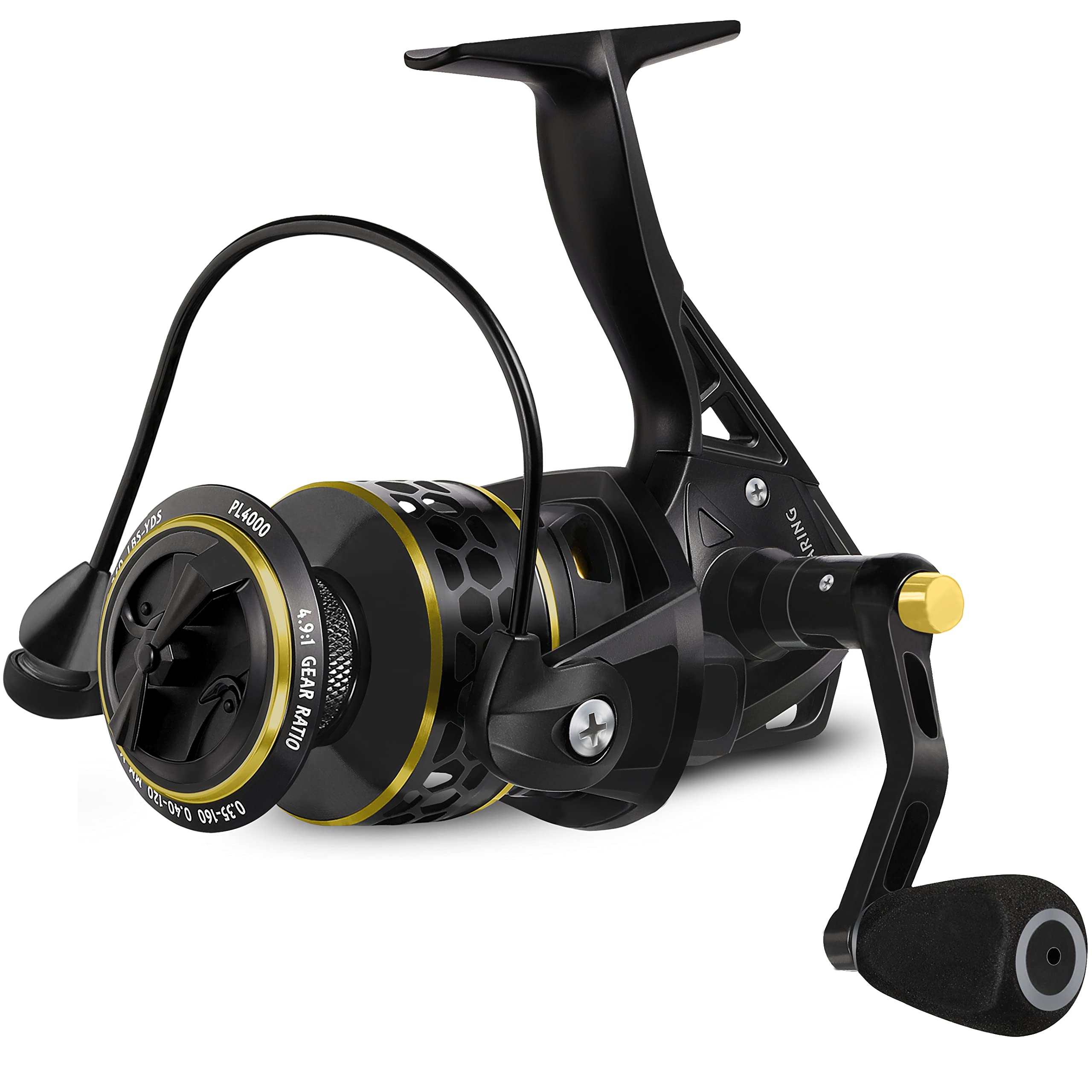 Plusinno Fishing Reel, 9 +1Bb Spinning Reel, Ultra Smooth Powerful, Lightweight Graphite Frame, Cnc Aluminum Spool For Freshwater