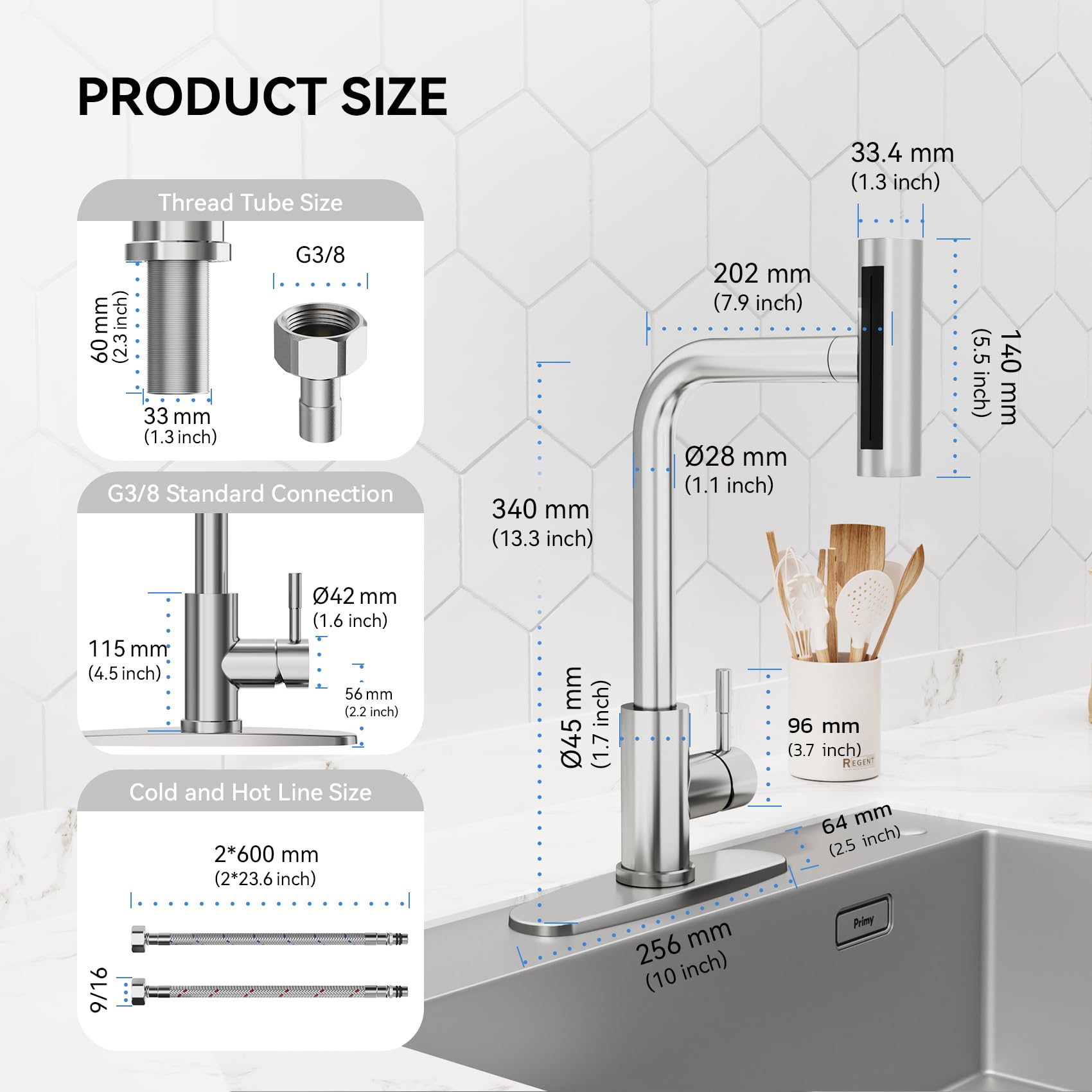 Arrisea Kitchen Faucet With Pull Down Sprayer, Brushed Nickel Pull Down Kitchen Faucets, Waterfall Faucet For Kitchens Sink, 4 Function Kitchen Sink Faucet