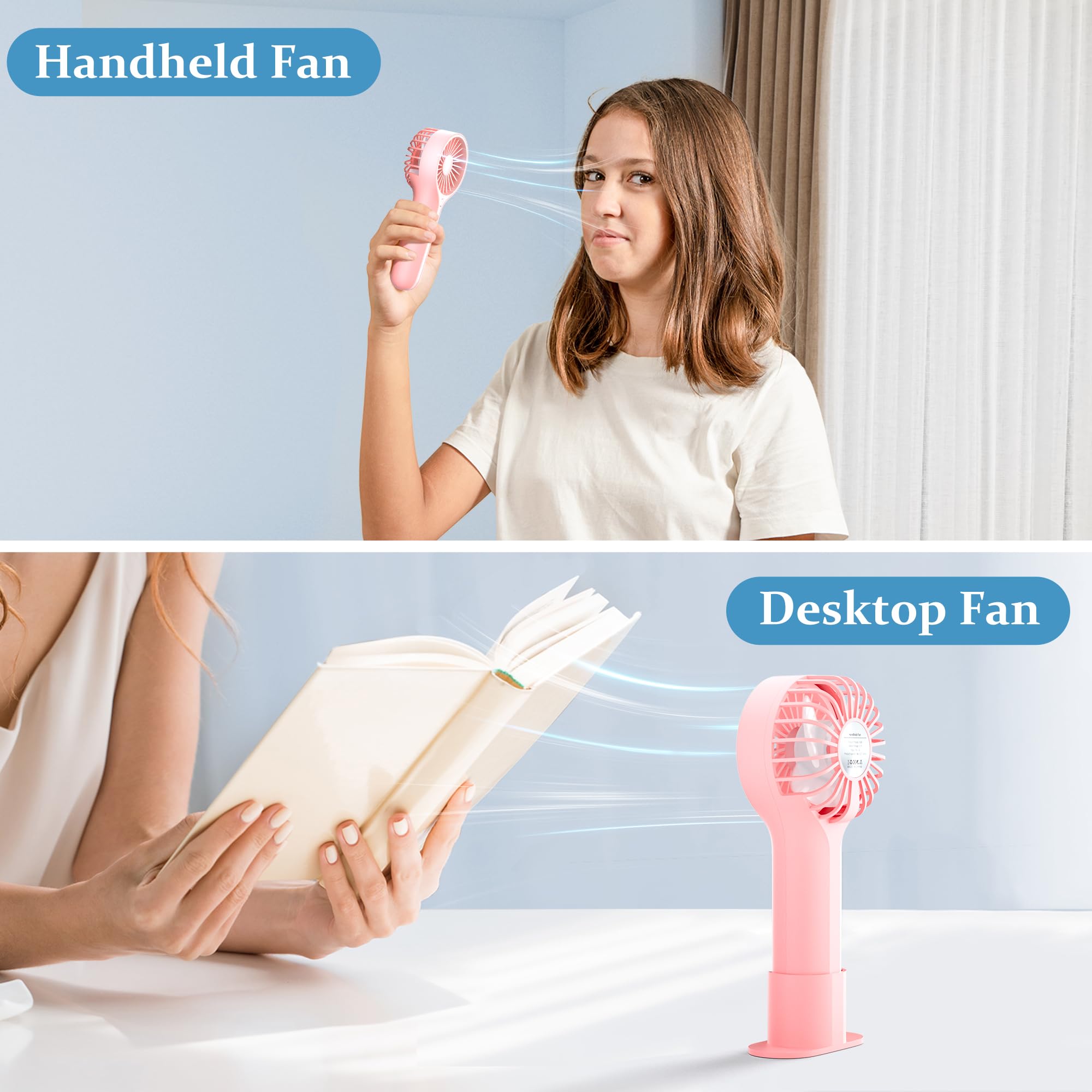 Mini Personal Fan Handheld, Small Portable Handheld Fan, Battery Operated, Usb Rechargeable Face Mak