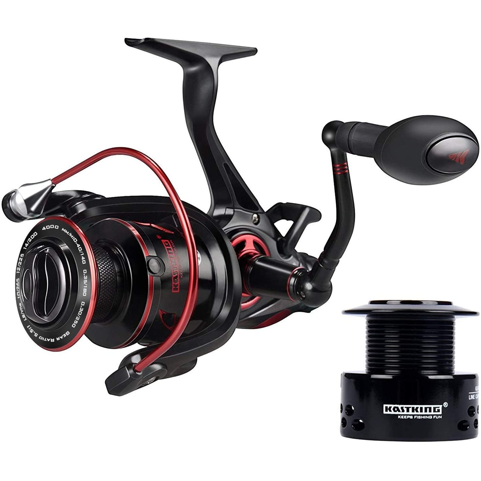 Kastking Sharky Baitfeeder Iii Spinning Fishing Reel,Size 4000, Kong Fishing Rod, Spinning Rod 2 Pc 8' M
