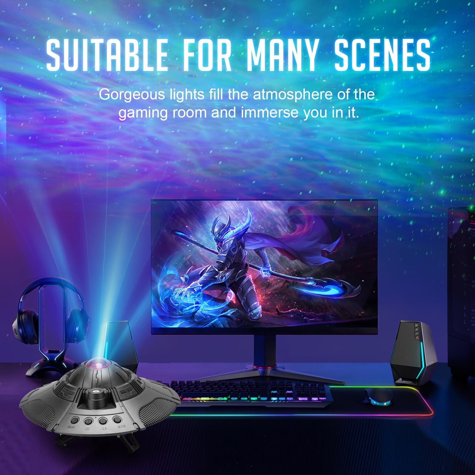 Shjqjjlbcq Ufo Galaxy Projector, Led Lights For Bedroom, Star Projector, Night Light For Kids And Adults, Starry Nebula Ceiling Led Lamp, Room Decor Aesthetic,  For Christmas, Birthdays, Valentine'S Day