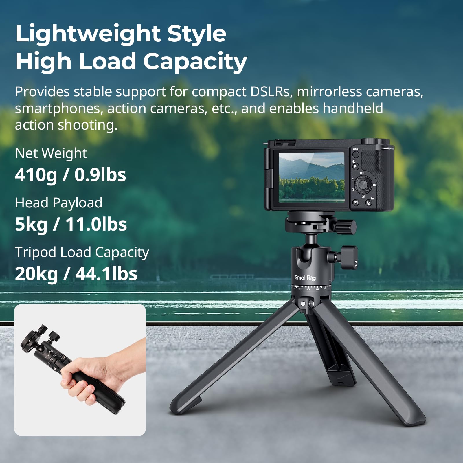 Smallrig Bundle: Portable Mini Desktop Tripod 4630+ 5-In-1 Magnetic 67Mm Lens Filter Kit: Vnd + Cpl + Black Mist 1/4 + Threaded Adapter Ring + Magnetic Lens Cover 4726