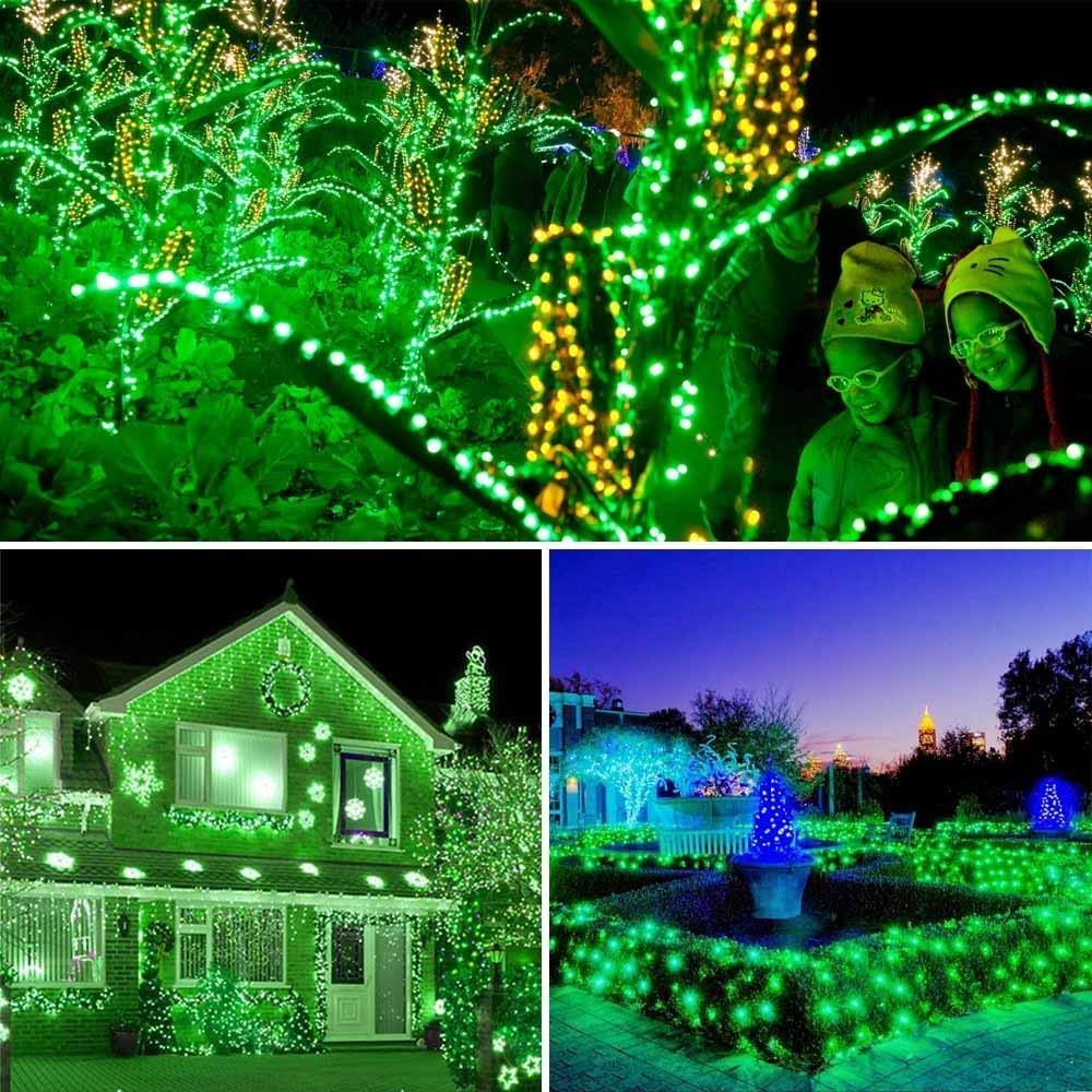 Toodour Solar Christmas Lights, 2 Packs Total 144Ft 400 Led 8 Modes Solar String Lights, Waterproof Solar Outdoor Christmas Lights For Garden, Patio, Fence, Balcony, Christmas Tree Decor - Green