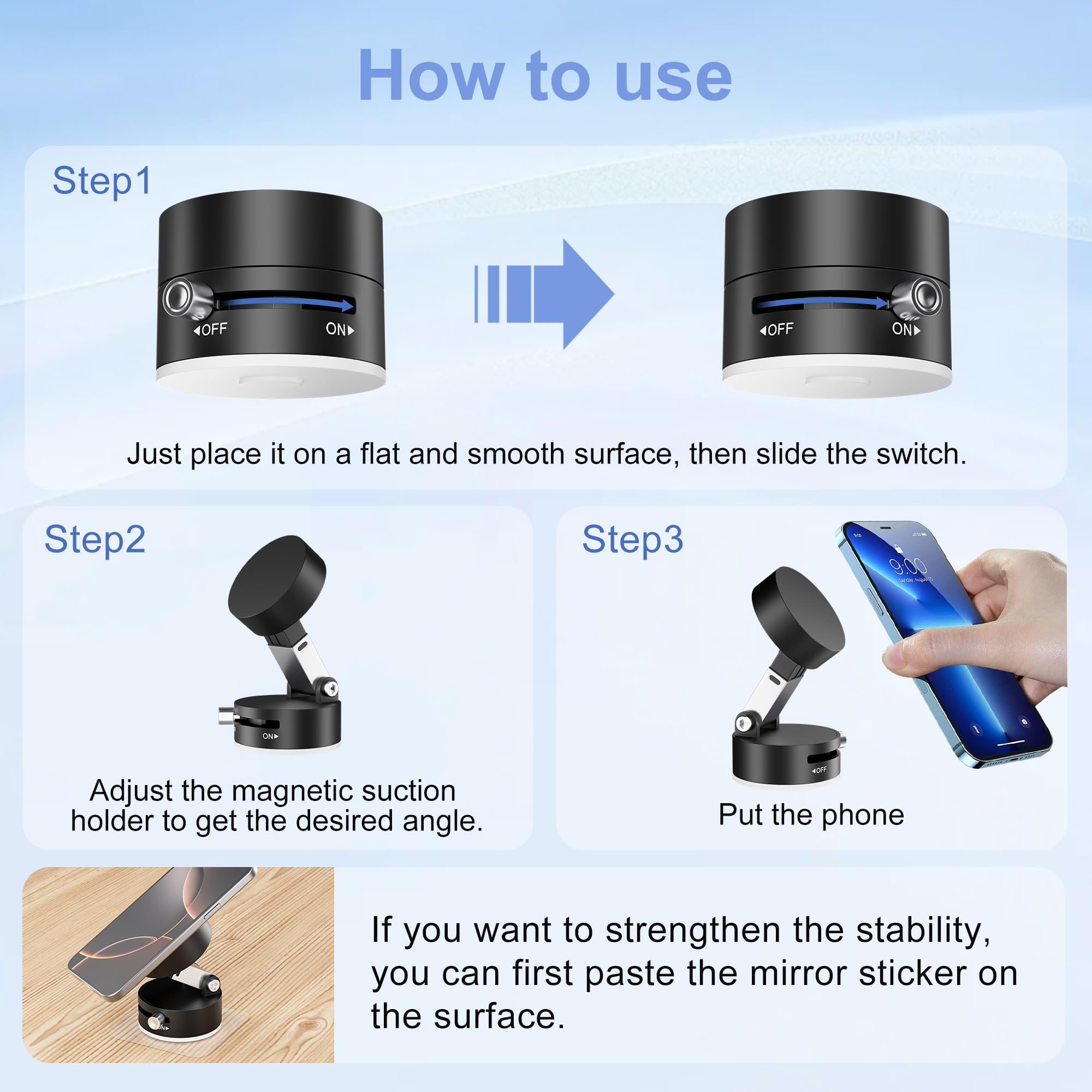 Get Magnetic Phone Holder For Car, 360° Position Suction Cup Phone Mount, Foldable Vacuum Magnetic Phone Stand For I-Phone 16/15/14/13/12 All Phones