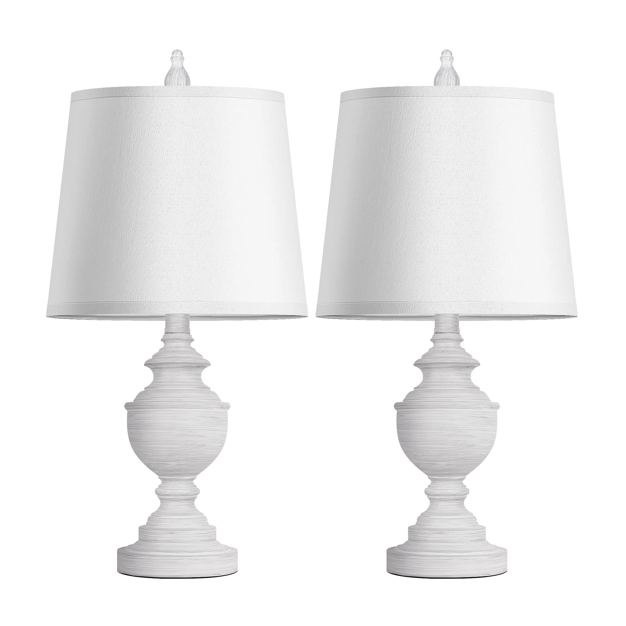 Partphoner Retro Table Lamps Set Of 2, Bedside Lamp For Bedroom Rustic Farmhouse Table Lamps For Living Room, Vintage Nightstand Lamps With White Shades, White