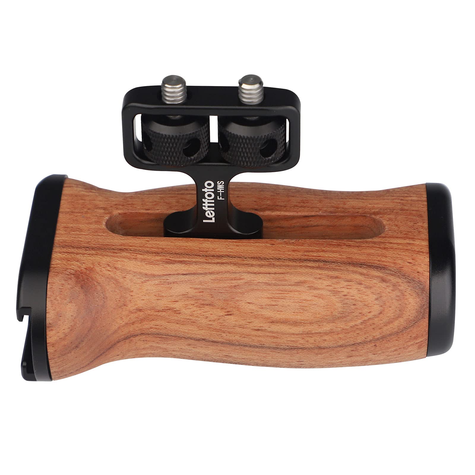 Leftfoto Universal Side Wooden Handle Grip,For Dv Video Cage Rig Dslr,With Cold Shoe Mount 1/4 Screw,Woodgrain Finish