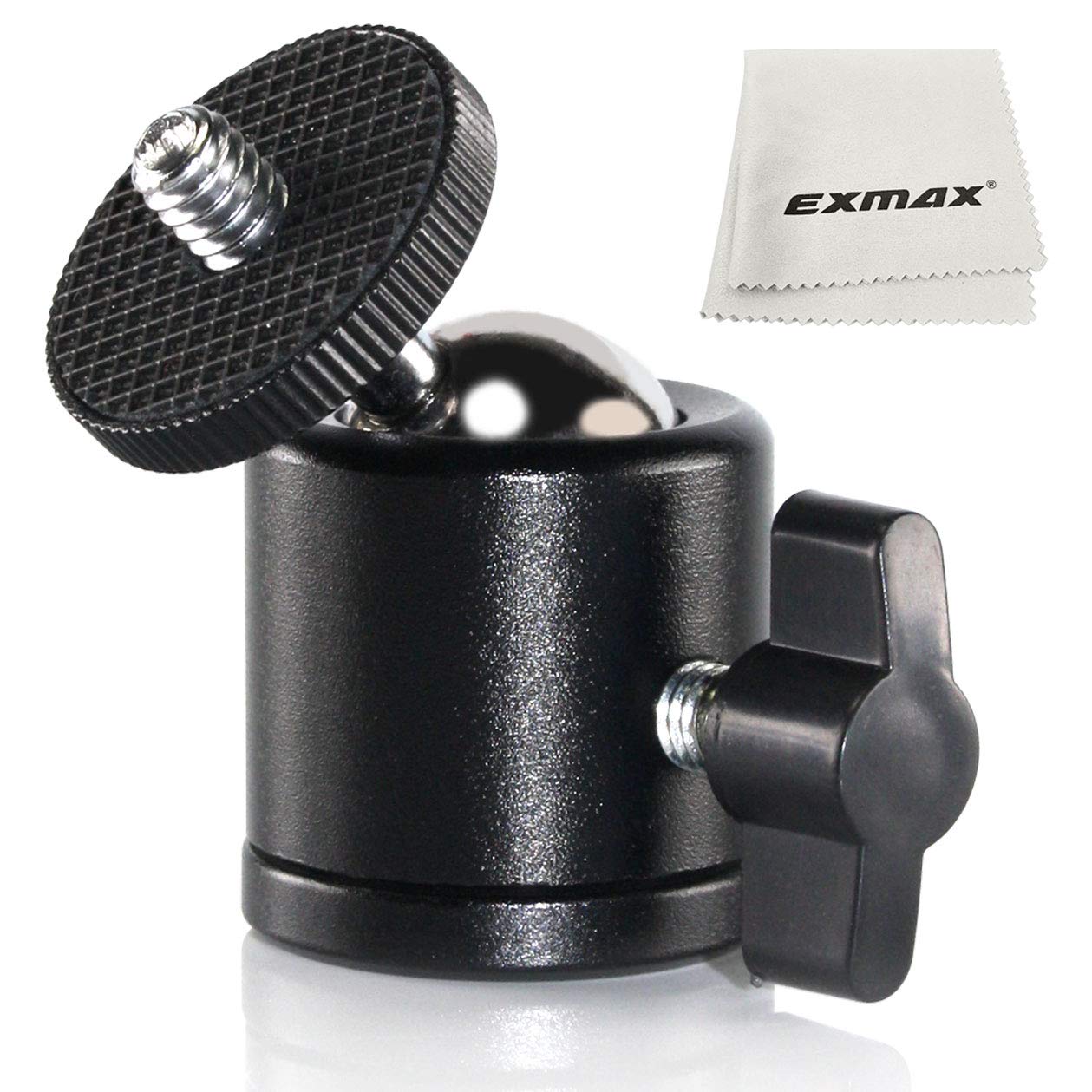 Exmax Mini Ball Head 360 Degree Aluminum Alloy Body Rotating Swivel Mini Tripod Ball Head With 3/8" To 1/4" Screw Adapter For Dslr Camera Camcorder Tripods Monopods Light Stand Bracket