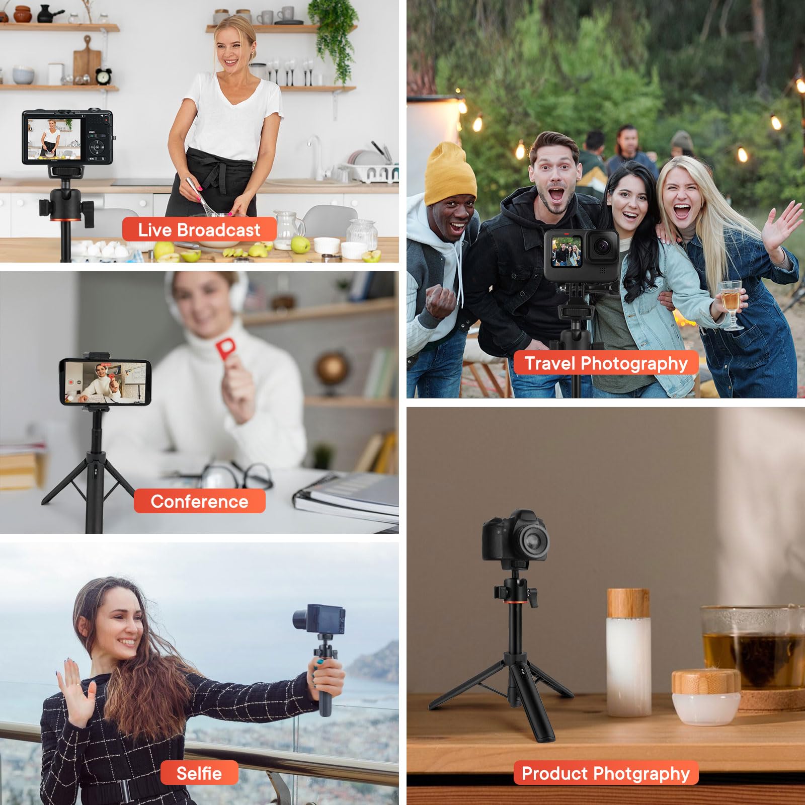 Kalofaye Camera Tripod Stand, Mini Desktop Aluminum Tripod Selfie Stick With Cold Shoe, 360° Ball Head With 1/4 Inch Screw, Portable Tripod For Iphone Android Canon Sony Dslr Vlogging Video Recording