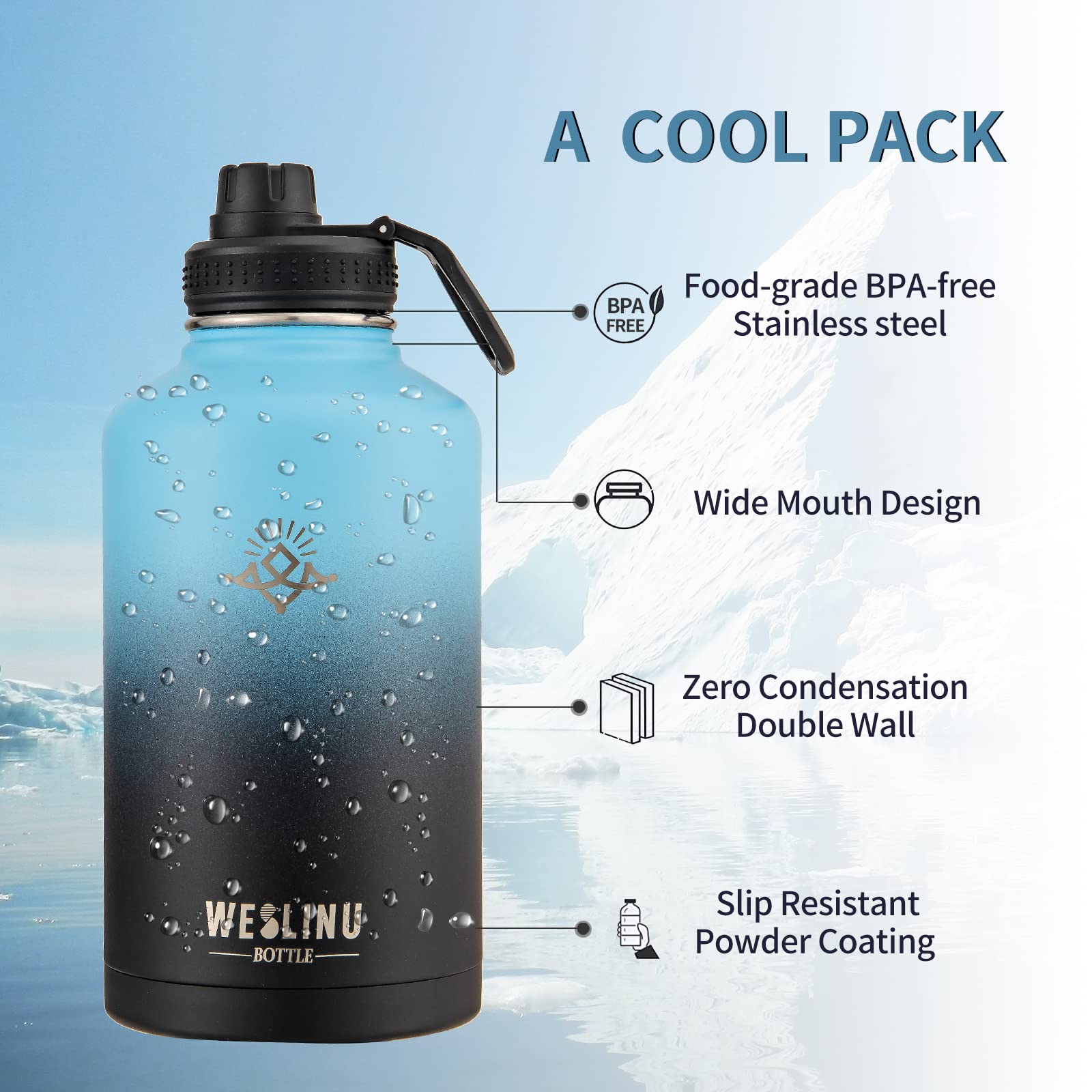 Stainless Steel Water Bottle - Insulated Sport Water Bottle With Straw And Red Purple
