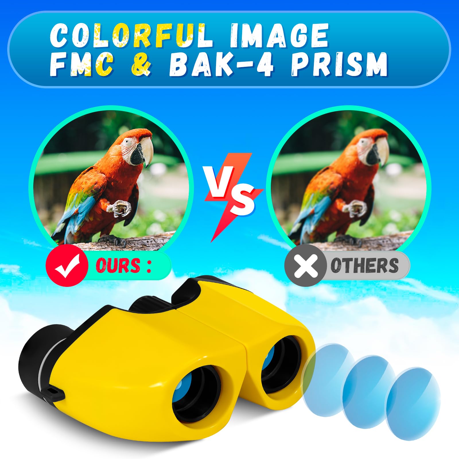 Xrkroptend 8X21 High Powder Binoculars For Kids 3.5.8.12 - For Boys & Girls,Compact Children Mini Binoculars For Bird Watching,Hiking, Hunting, Children Outdoor Camping Gear