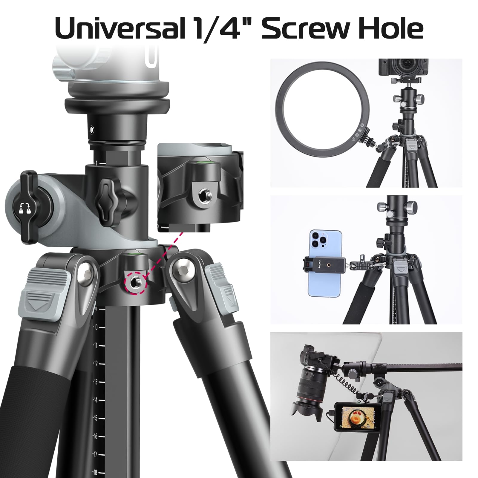 Ulanzi Camera Tripod Monopod 70 Inch, Mt-59 Multifunction Travel Tripods With Metal Ball Head Aluminum, Horizontal Overhead Shooting With Center Column For Dslr Camera Video Camcorder Max Load 33Lb