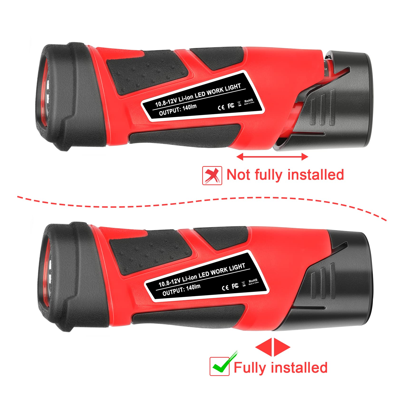 Jyjzpb 12-Volt Led Work Light Bare Tool Flashlight Compatible For Milwaukee M12 Battery 48-11-2401 48-11-2420 48-11-2412 48-11-2440 12V Battery