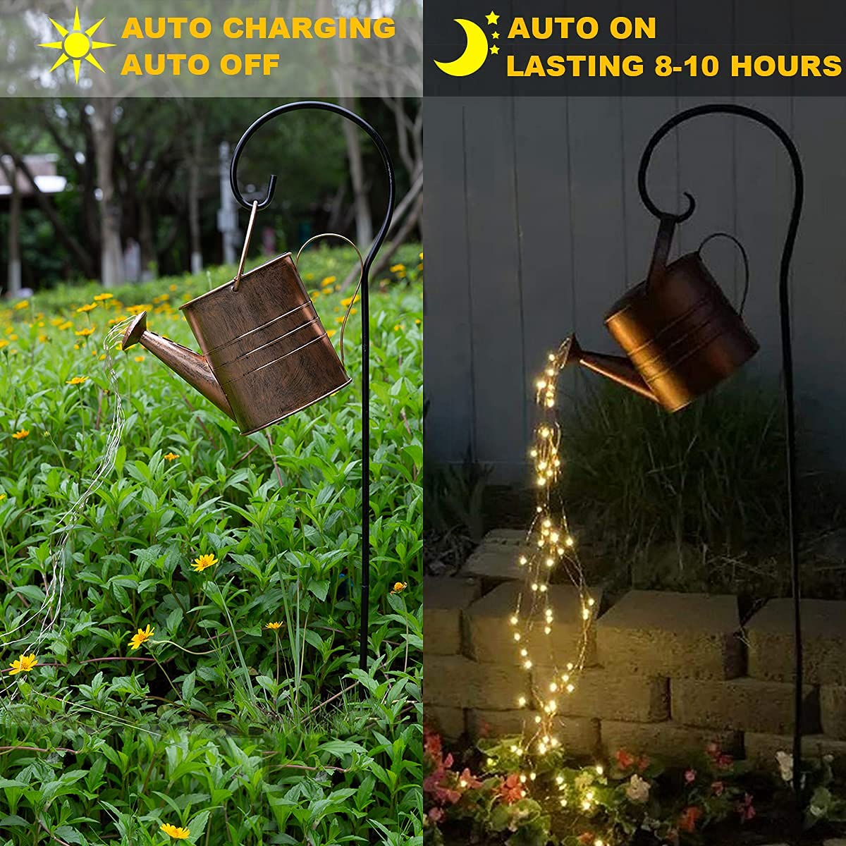 Linzhen Garden Decor Solar Lights Outdoor Watering Can Decoration Hanging Lantern Waterproof For Lawn Patio Garden Courtyard Yard Pathway Walkway Outdoor Gardening , Grandma Mom Birthday  Women