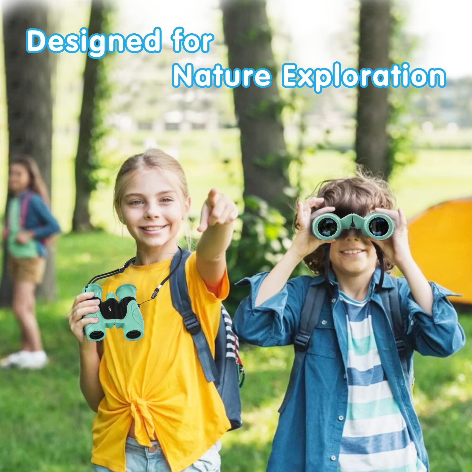 Makino Binoculars For Kids,  For 3-12 Year Boys Girls, Compact Kids Binoculars 8X21 High-Resolution For Bird Watching, Camping, Exploration, Hiking, Hunting, Sports Events And Safari Park