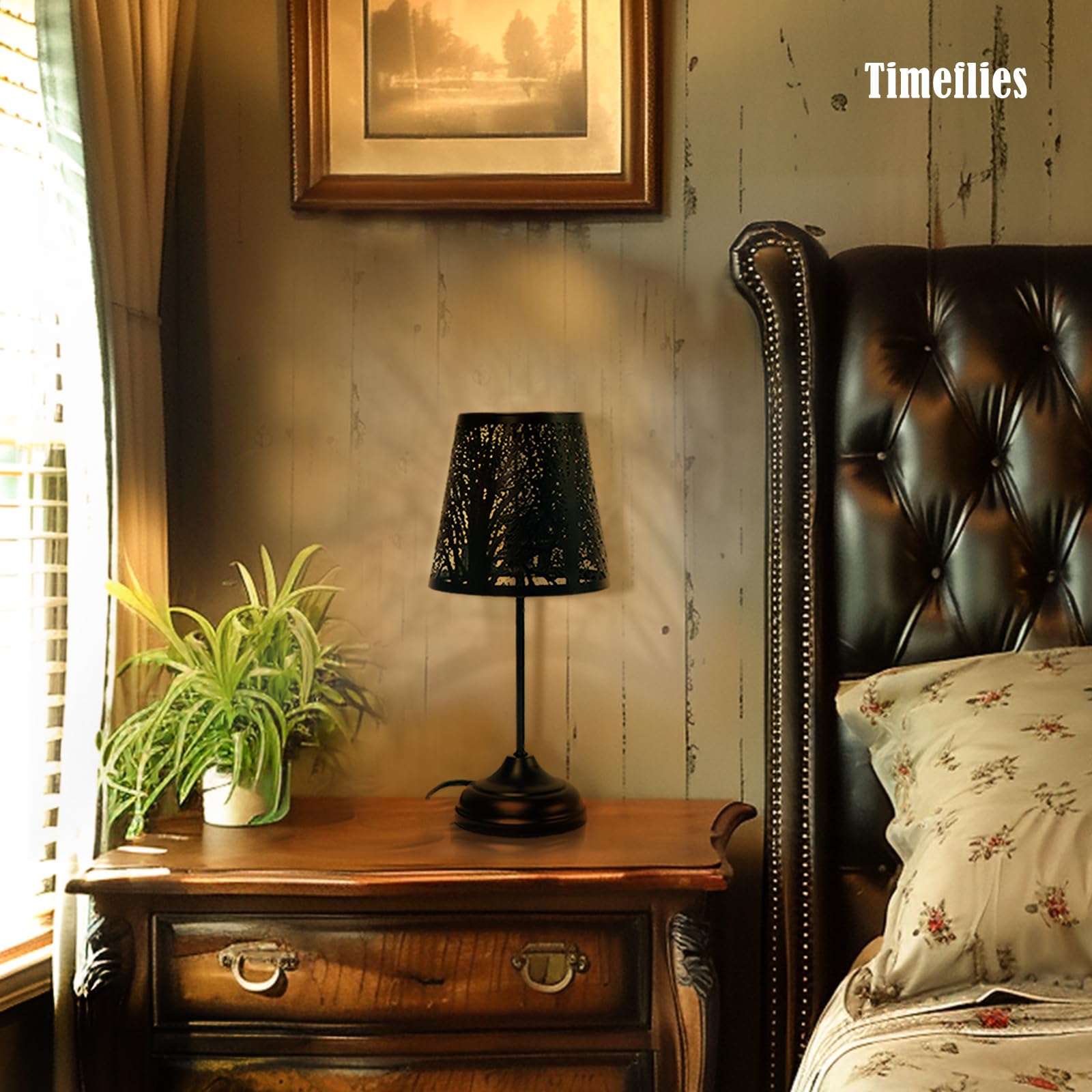 Timeflies Table Lamp With Dimmer, 3 Levels Dimmable Touch Switch, Black Shadow Table Lamp, Cool Night Light For Kids, Bedroom Nightstands Lamp, Lamp For Living Room End Tables