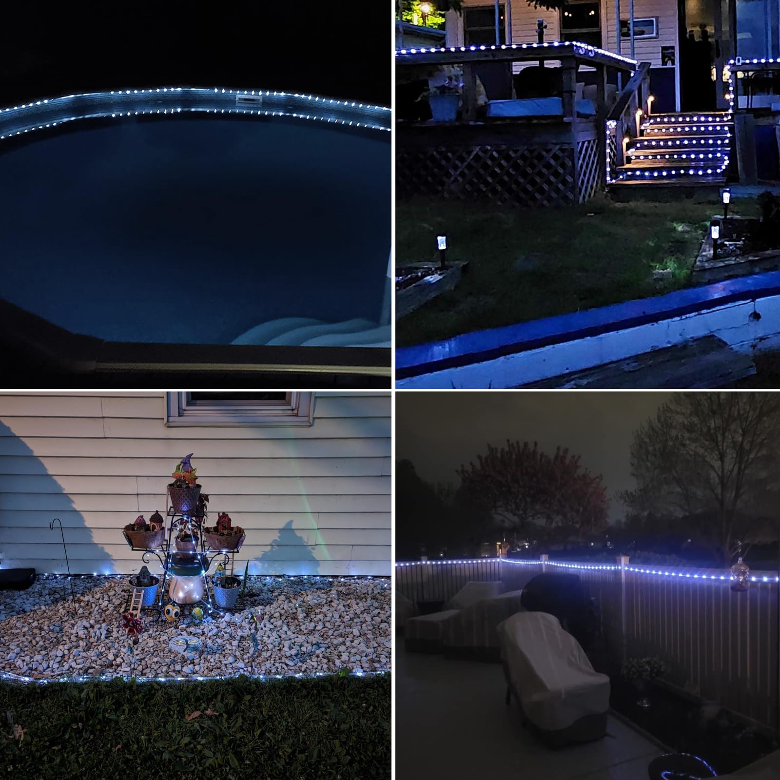 Ijg Christmas 2 Pack Solar Rope Lights Outdoor Waterproof,Each 33Ft 100 Led 8 Modes And Timer Clear Tube String Lights For Outside(White)