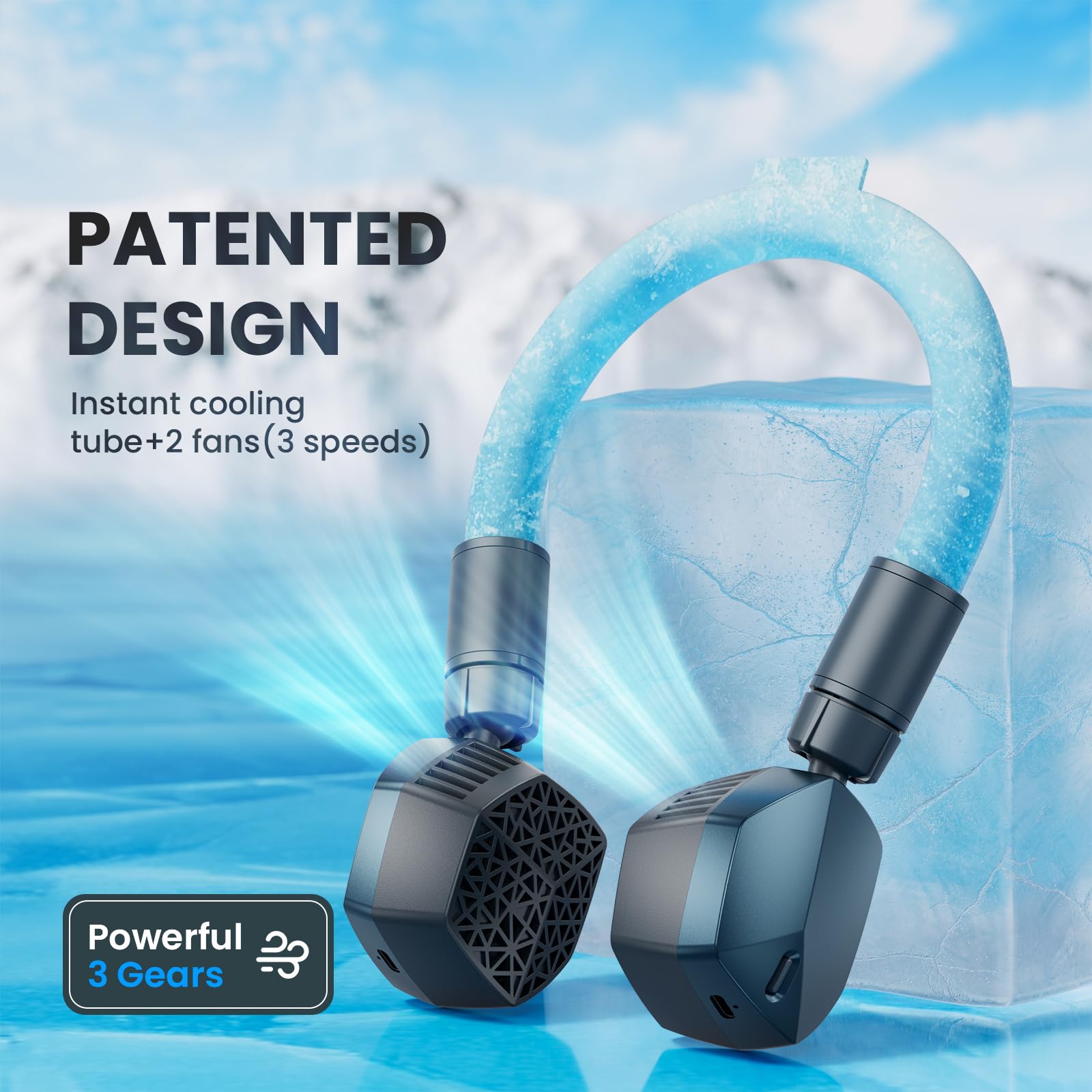 Neck Cooling Tube And Portable Fan 2 In 1, Reusable Ice Ring, Wearable Neck Cooler Personal