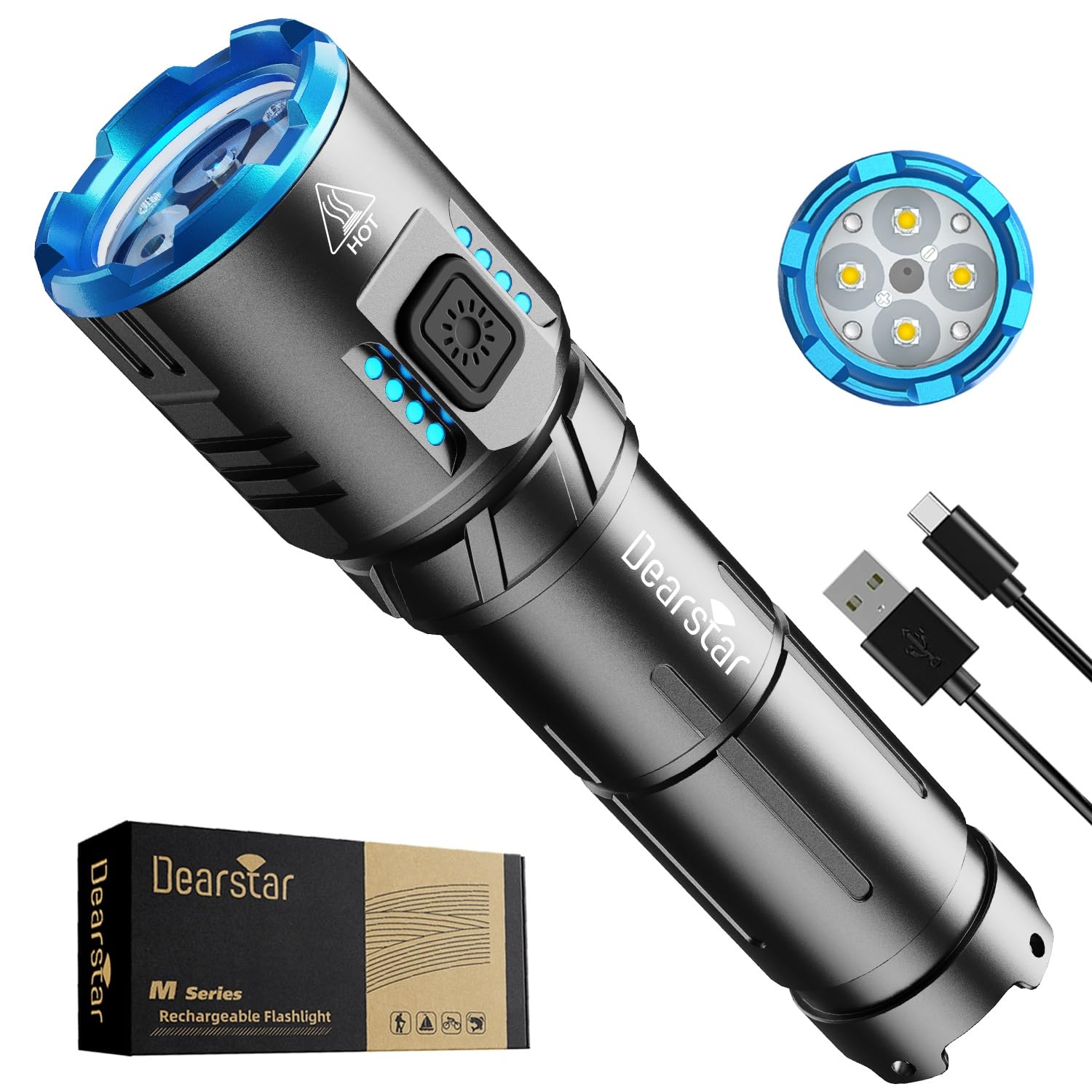 Dearstar Rechargeable Flashlights Mini Utility High Lumen, Super Bright Led Small Flashlight With Magnetic Base, High Powered Strong Flash Light, Pocket Outdoor Home Emergency Security Camping