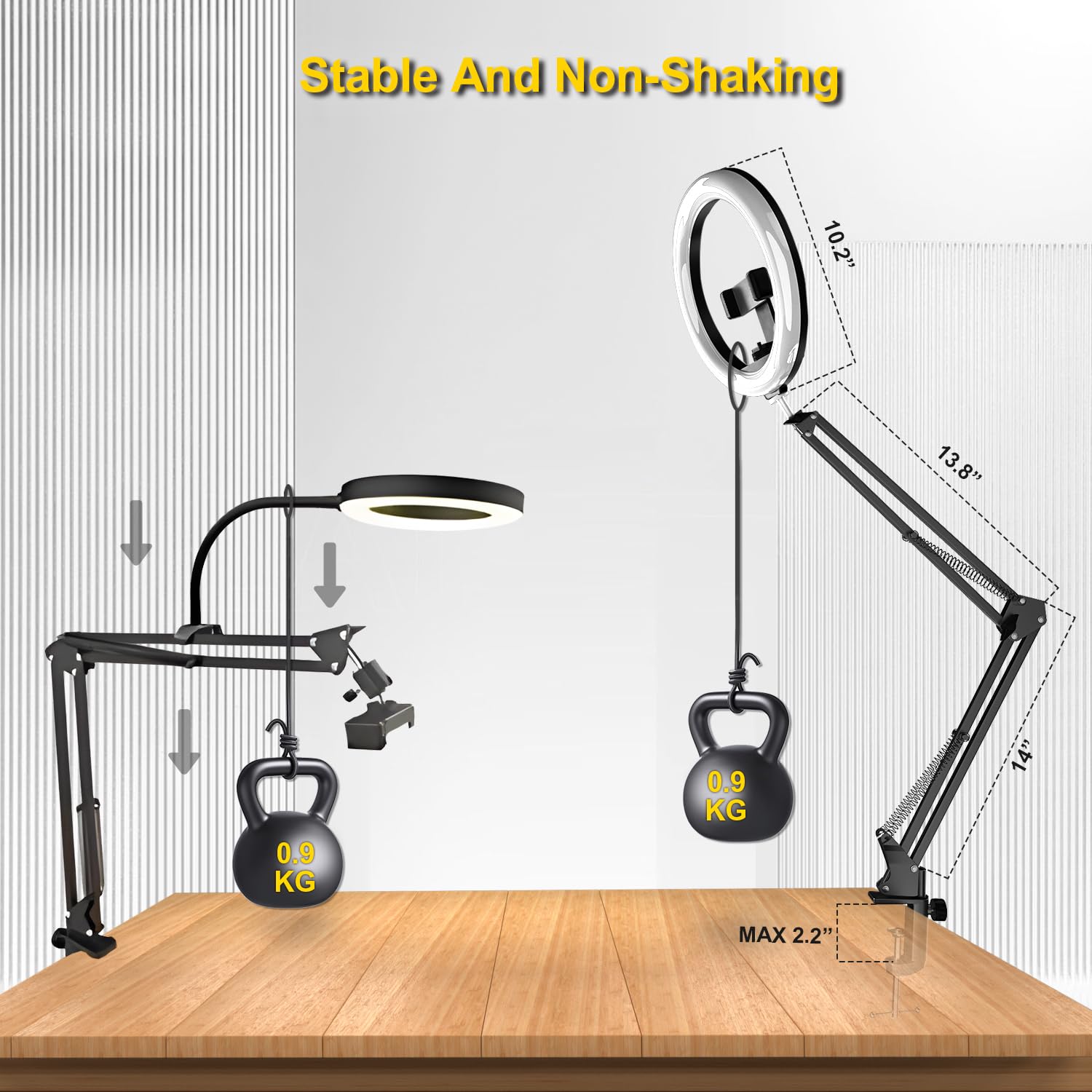 Senwow 10.2" Selfie Ring Light With Stand, Overhead Camera Mount With Phone Holder For Desk, 12 Dimming Levels, 53 Color Modes, Stepless Dimmable/Speed Led Ring Light For Live Stream,Make Up,Youtube,Tiktok