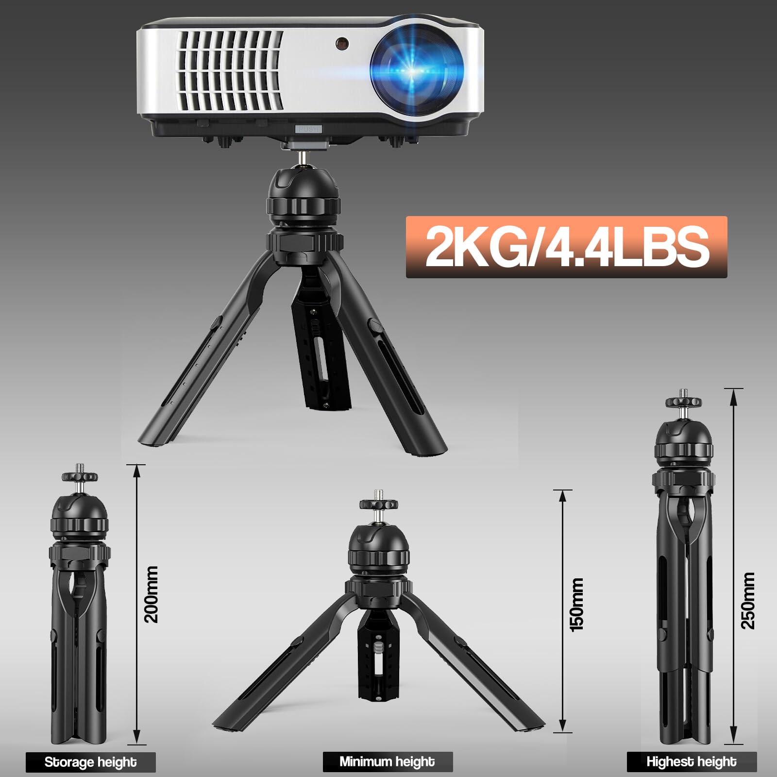 Dawasapat Mini Projector Stand, Table Top Mini Projector Tripod With Tilt Angle Adjustable Small Tripod For Cameras, Dslr, Smartphones