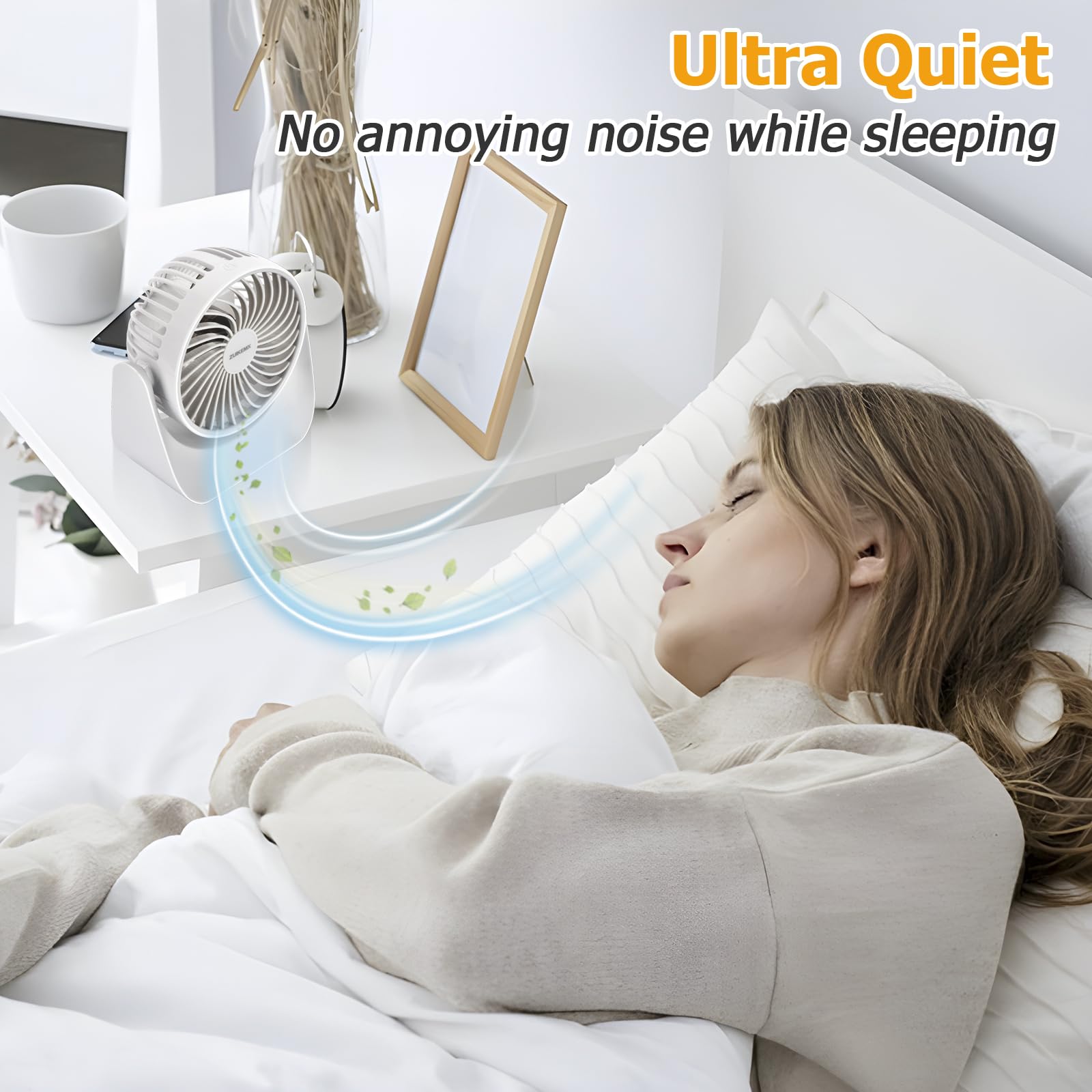 Desk Fan With Strong Airflow, 6.8 Inch Quiet Small Portable Table Fan, Brushless Motor, 3 Speeds