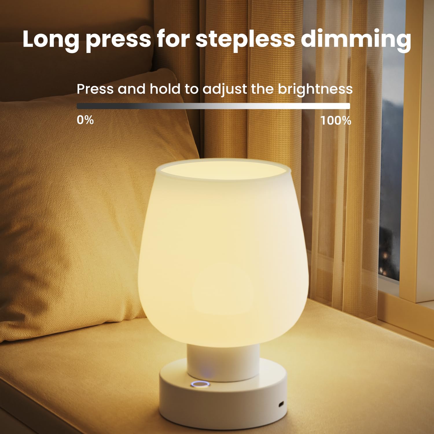 Lgmcf Battery Operated Led Touch Cordless Table Lamp Small 6000Mah Gradient Rechargeable Dimmable Table Lamp With Memory Function For Living Room Bedroom Dormitory Camping (Modern)