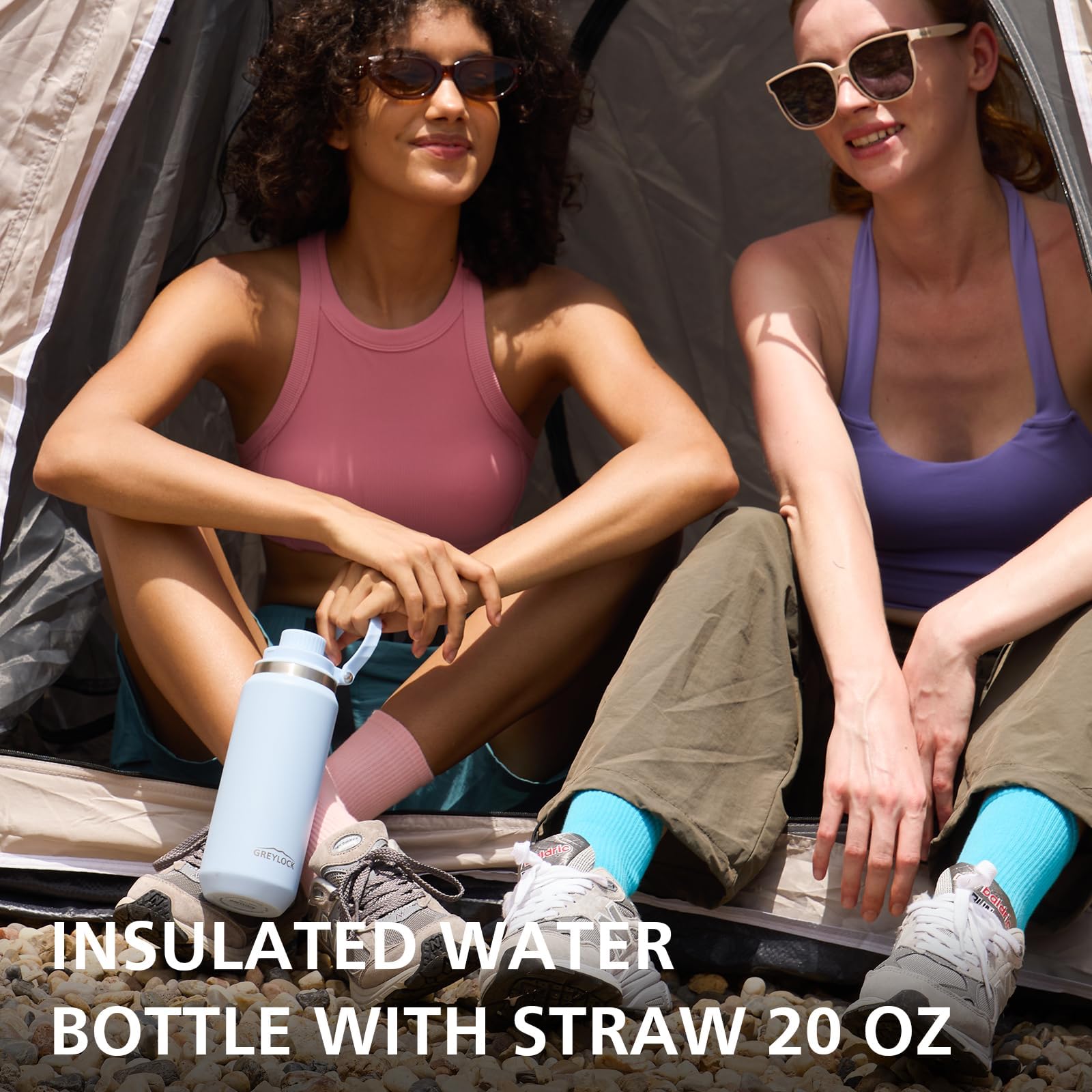 Greylock 24 Oz Insulated Water Bottle With Straw Lid, Leakproof Reusable Stainless Steel Vacuum