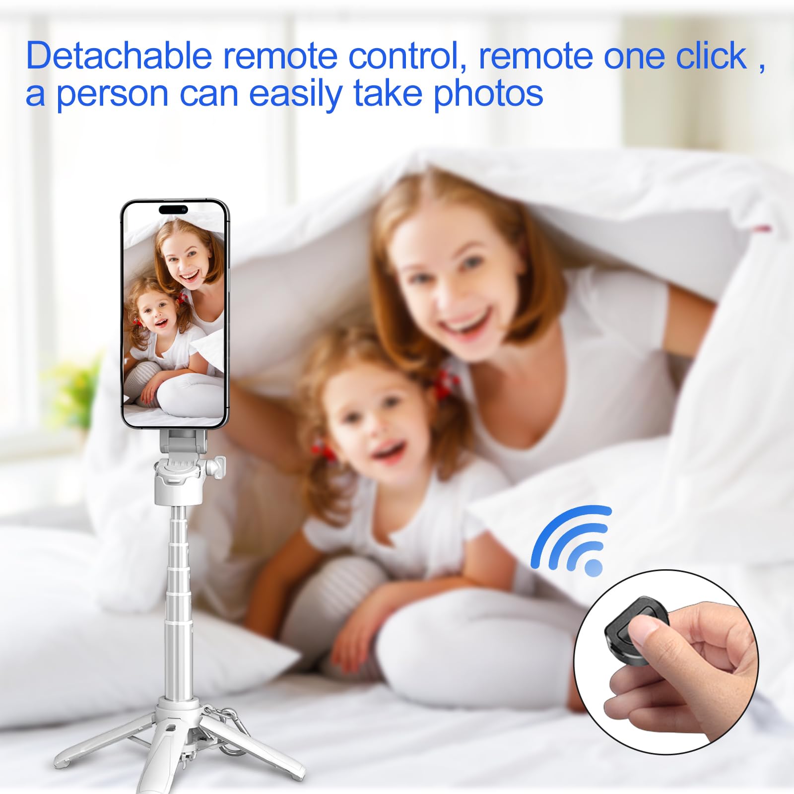 Crideng Magnetic Selfie-Stick Tripod, Travel Tripod Stand With Remote Control & Fill Light, Portable Retractable Cell Phone Holder For Photography And Videography (White With Light)
