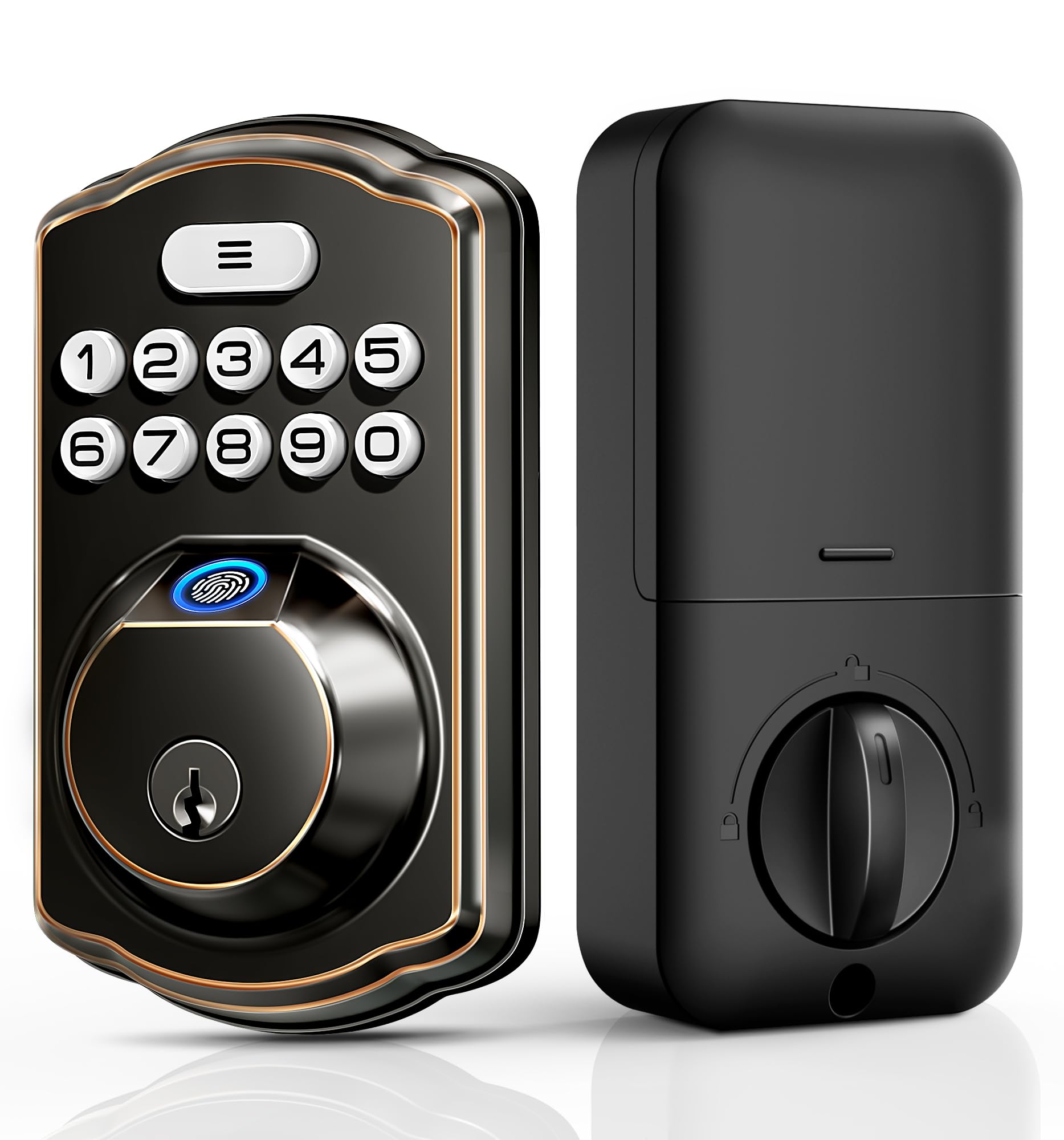 Veise Fingerprint Door Lock, Keyless Entry, Auto Lock, Electronic Keypad Deadbolt For Front Door, Biometric, Anti-Peeking Password, Easy Install, Oil Rubbed Bronze