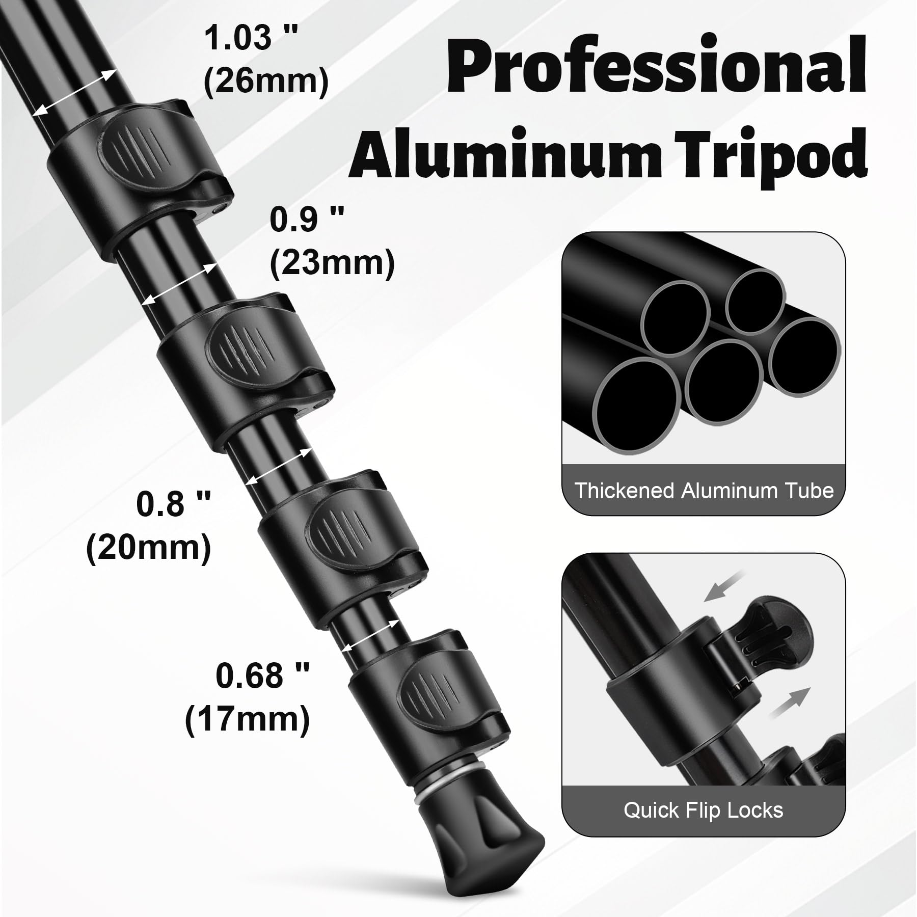 Joilcan Tripod For Camera, 74" Camera Tripods & Monopods, Professional Aluminum Tripod For Dslr Camera Phone, Compatible With 1/4"-20 And 3/8"-16 Video Head, Payload 35Lb