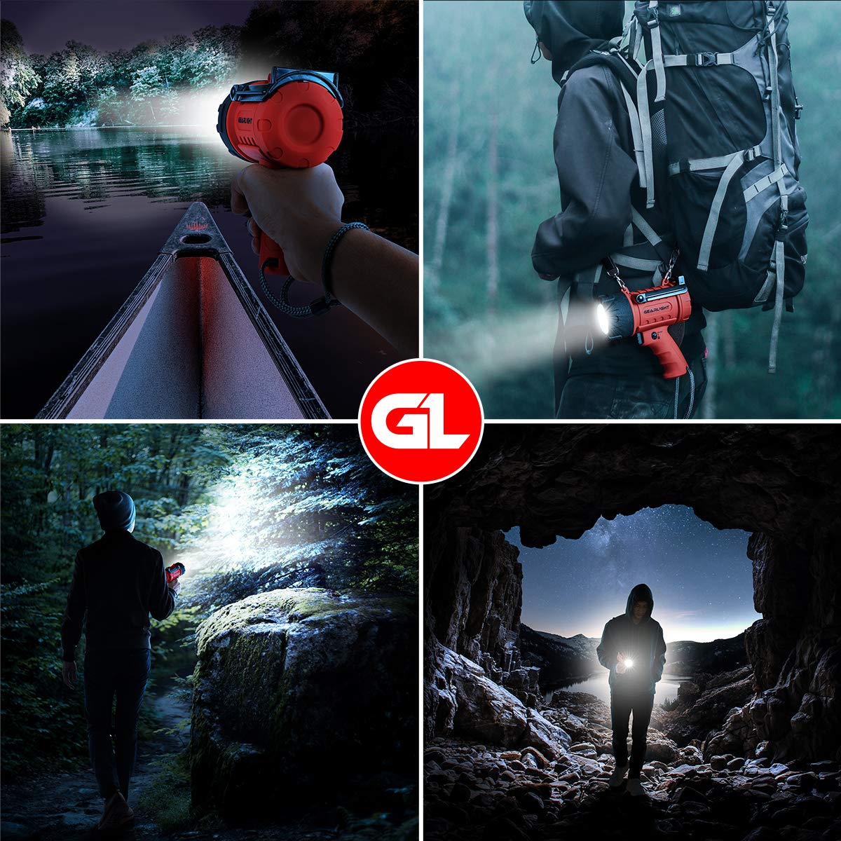 Gearlight Waterproof Led Spotlight Flashlight Father'S Day  For Dad - High Lumen Spot Light For Outdoor Camping Accessories, Boating  For Men, Husband, Floating Handheld Flash Lights
