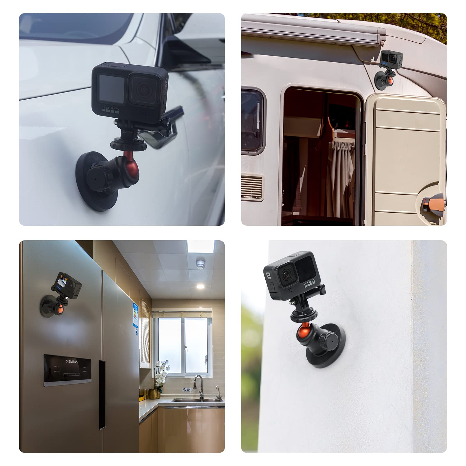 Vrig Express Uurig Bh07 Magnetic Camera Mount With 360° Ball Head, Magnetic Mount Base Stand With 1/4"-20 Thread Compatible With Gopro, Rubber Coated Magnet Base Deal For Mounting Action Cameras To Cars Body
