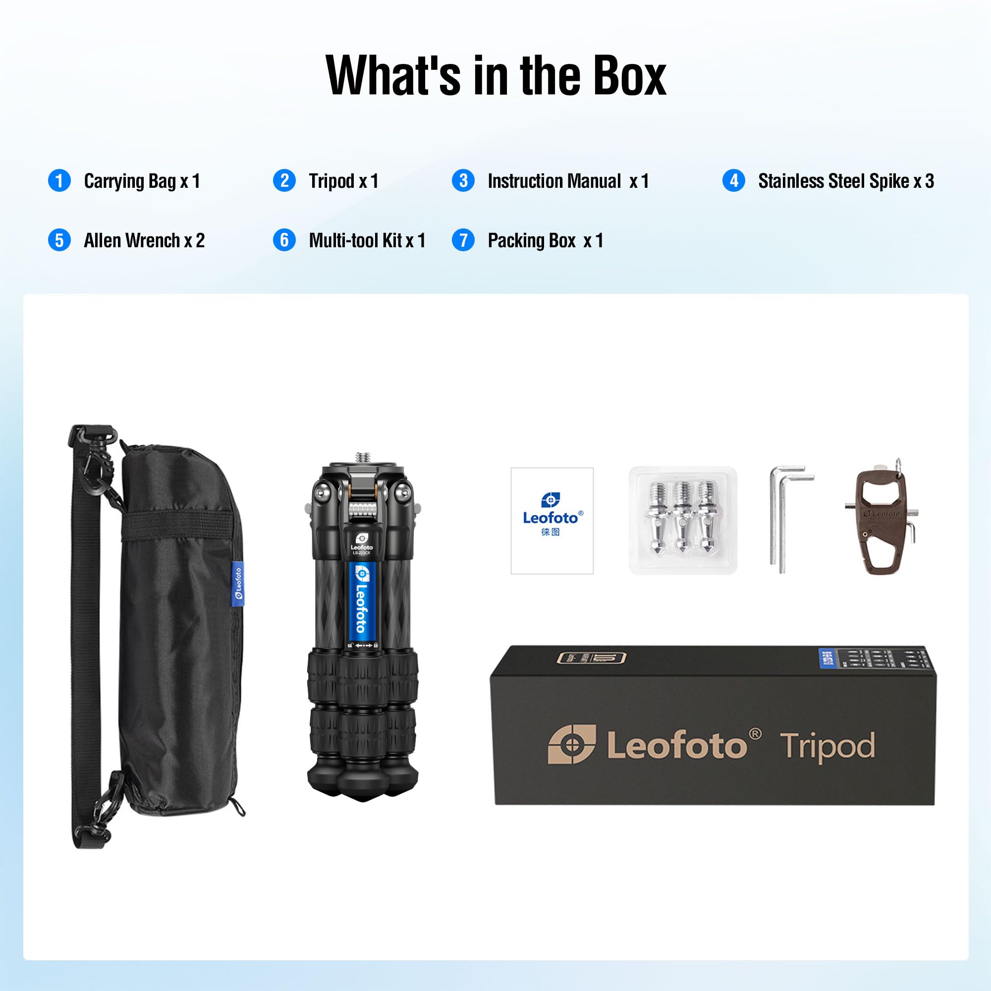 Leofoto Travel Camera Carbon Fiber Mini Table Tripod, 14.5" Lightweight Desktop Tripod For Dslr Camera Video Camcorder Webcam, Max Load 22Lb（Ls-223Cx）