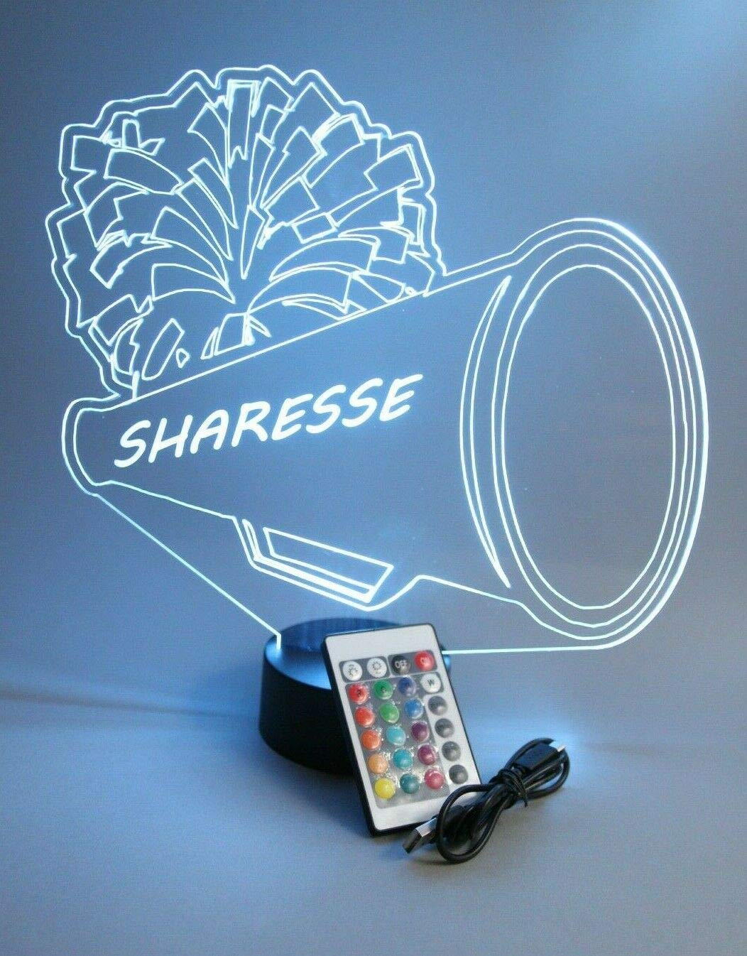 Mirror Mania Sports Team Player Fan Name Night Light Up Lamp Led Personalized Any Name Custom Table Lamp, It'S Wow, With Remote 16 Colors Changing, Engraving, Great (Cheer Cheerleader Cheerleading)