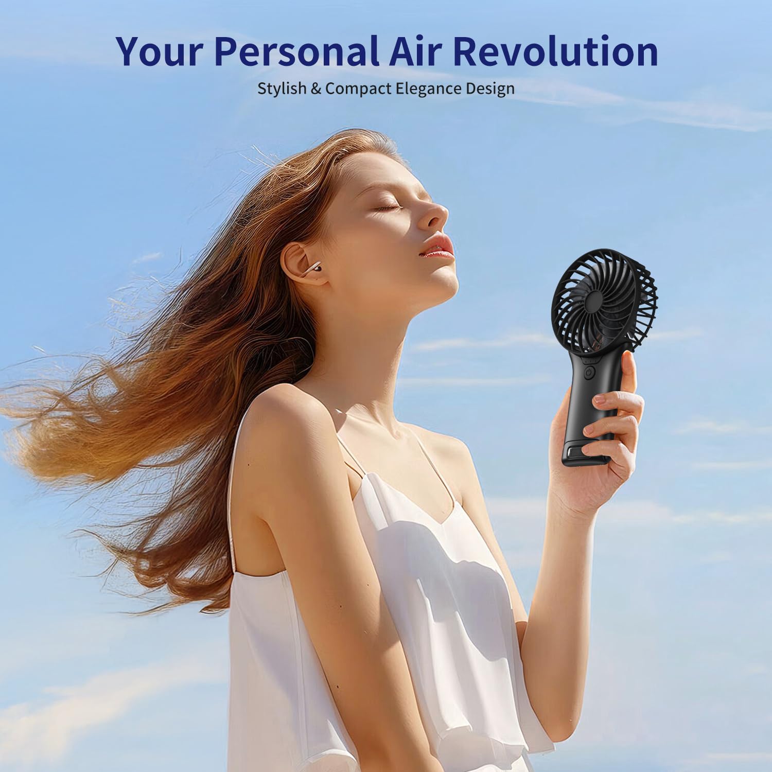Gehen Portable Pocket Fan, Usb Rechargeable, Mini Fan With Mirror, 4 Gear Wind, Up To 15 Hours